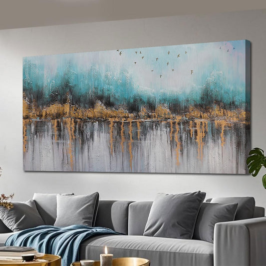 Ardemy Abstract Canvas Wall Art for Living Room Extra Large Teal Pictures Wall Decor Paintings Bedroom Textured Artwork Wall Art for Men Kitchen Dining Room Home Office, 58"x29"
