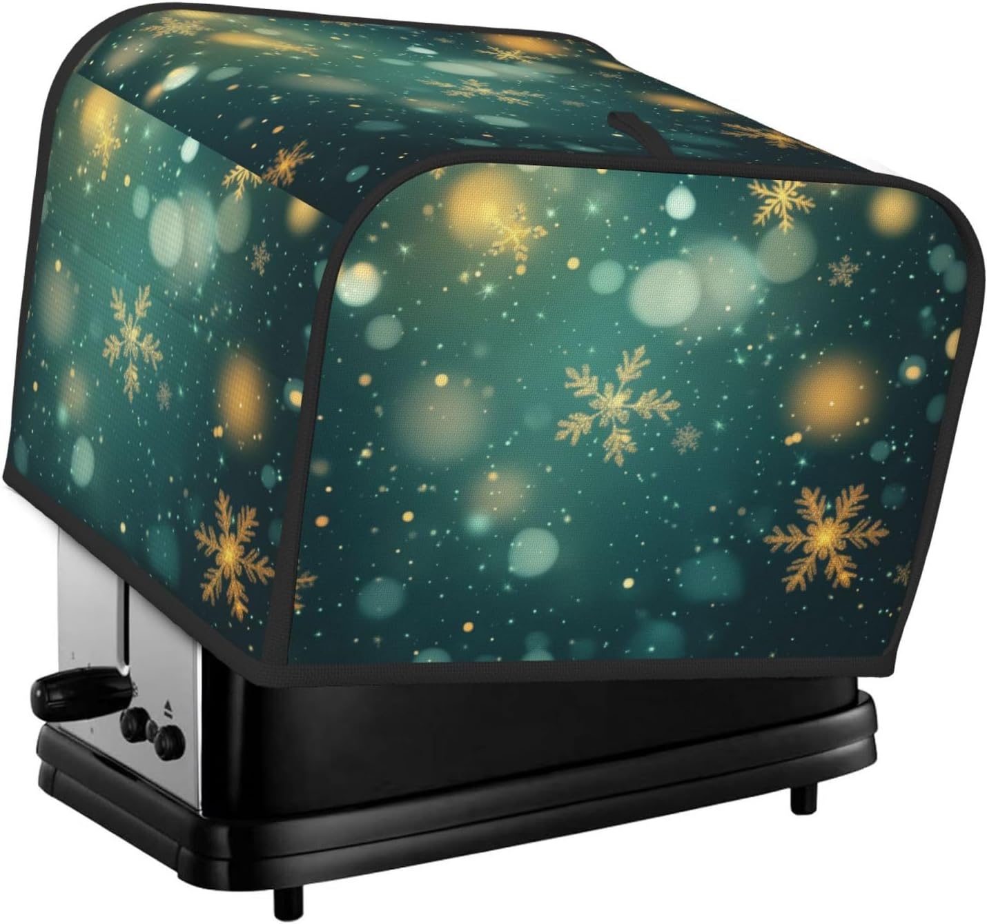Toaster Cover 4 Slice Snowflake Green Christmas New Year Kitchen Small Appliance Covers with Pockets Dust and Fingerprint Protection
