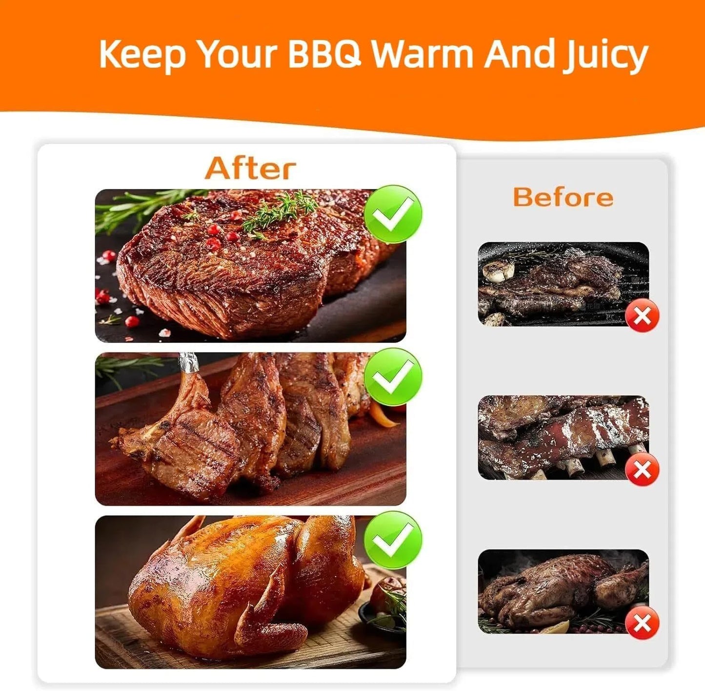 BBQ Blanket for Resting Meat,Insulated Smoker Meat Resting Blanket,Reusable Smoker Grilling Meat Insulated Resting Bag with Wide Mouth,BBQ Accessories for Large Brisket/Beef/Pork Shoulders