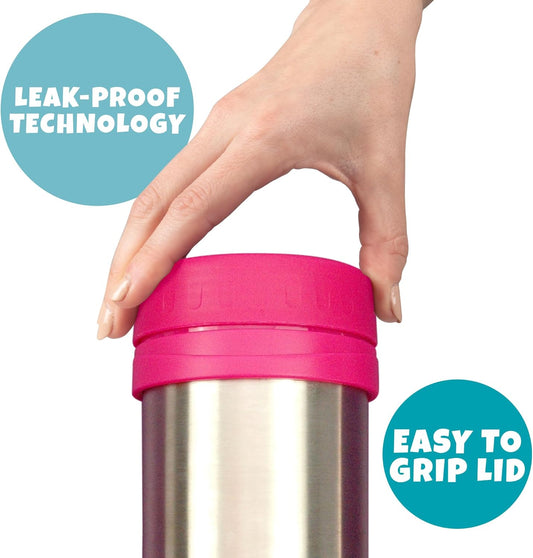 Bentology Stainless Steel Vacuum Insulated Food Jar - 17 oz Pink - Large Lunch Jar for Soup and more - Contains No Phthalates, BPA, or PVC