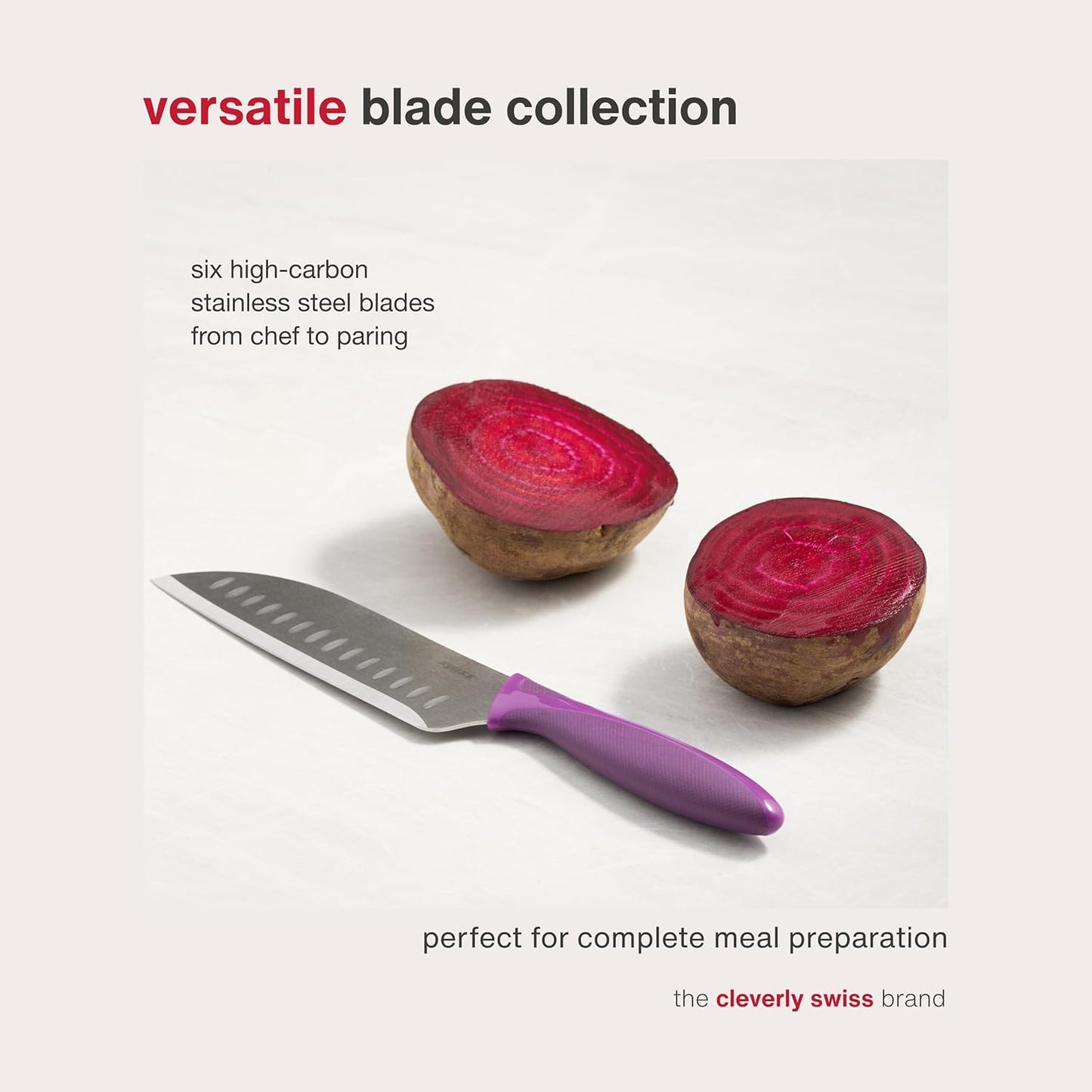 Zyliss 6 Piece Knife Value Set - Kitchen Knife Set with Sheath Covers - Chef's, Santoku, Utility, Serrated Paring, Paring & Peeling Knives - Stainless Steel