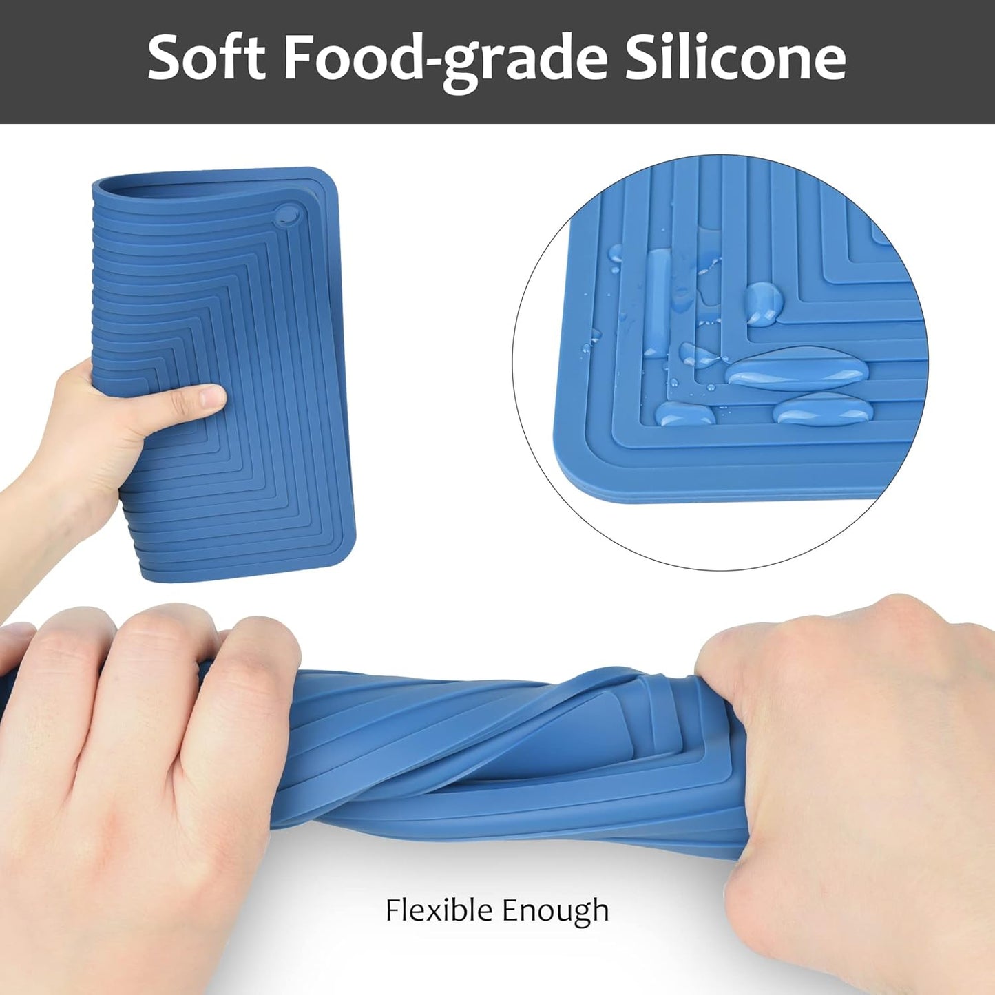 Silicone Trivets for Hot Dishes and Pots, Heat Resistant Mats Set of 2 White