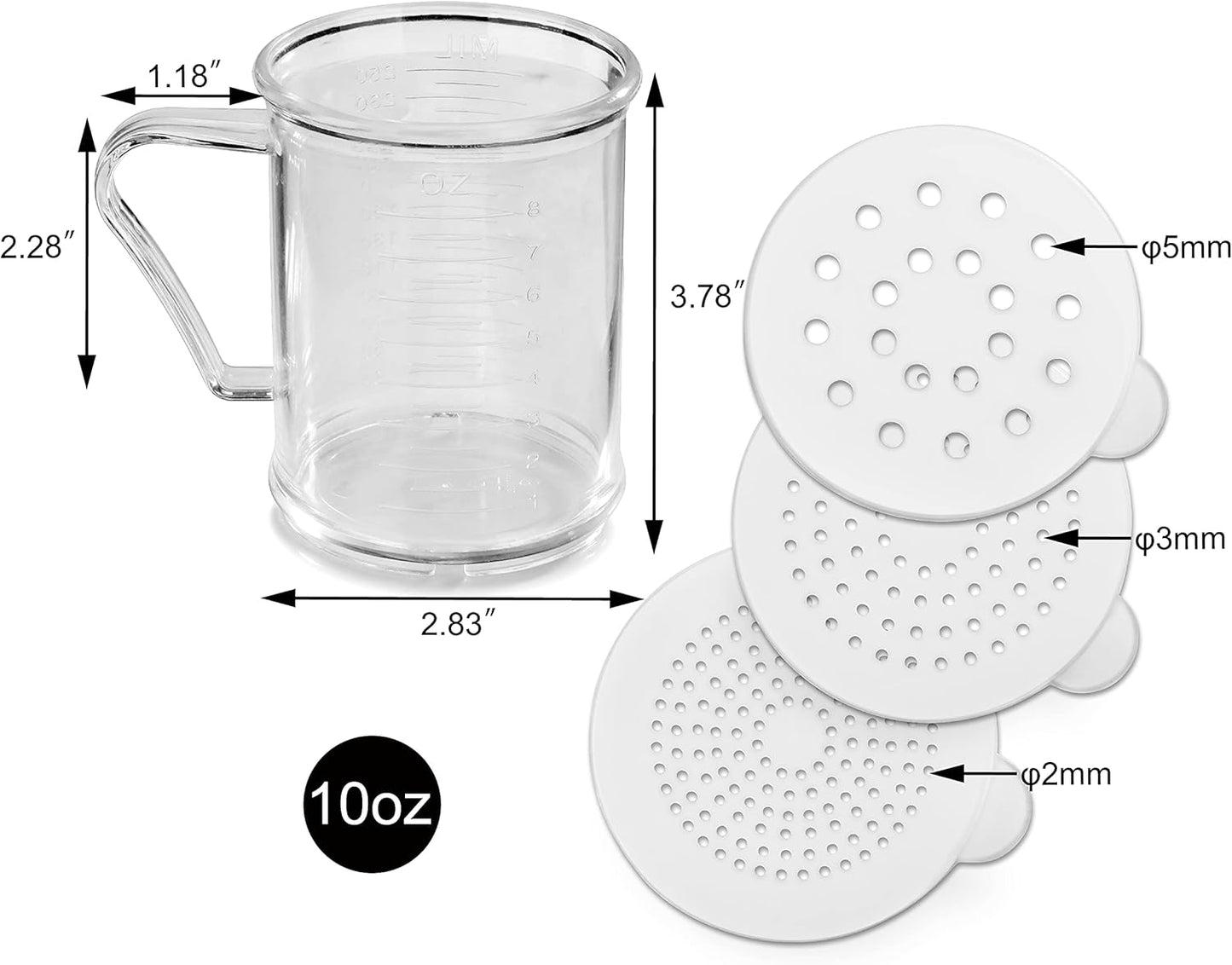 New Star Foodservice 22513 Plastic Dredge with 3 Snap-on Lid, Seasoning Sugar Spice Pepper Shaker, 10 OZ