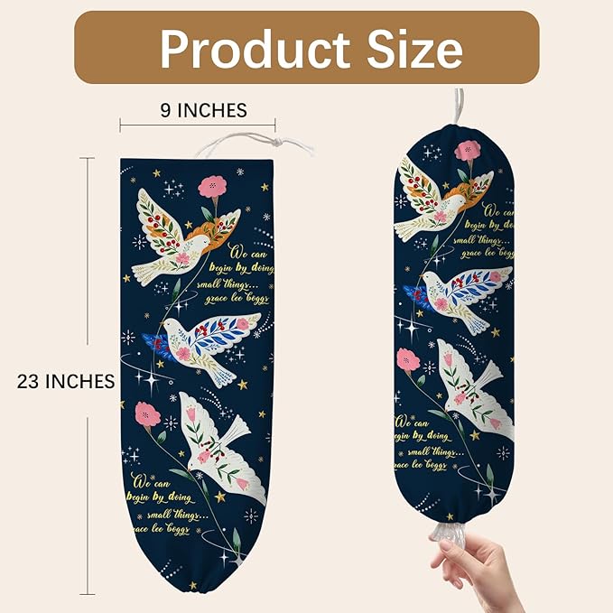 Bird Plastic Bag Holder, Wall Mount Organizer for Reusable Canvas Grocery Bags, Decorative Home Kitchen Pantry Decor Hanging Plastic Bag Dispenser, Christ Bird Shopping Bags Storage Dispenser