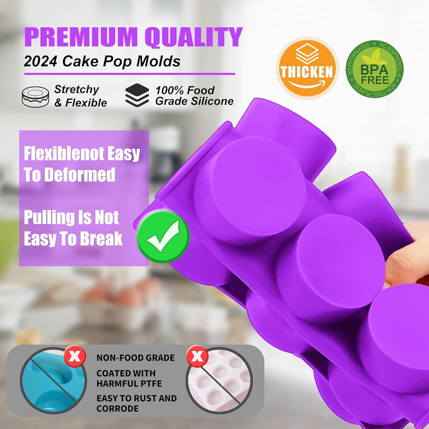 12 Cavity Silicone Chocolate Cookie Molds, Chocolate Covered Cake Molds, Baking Molds for Mini Cakes, Jelly - 2 pcs