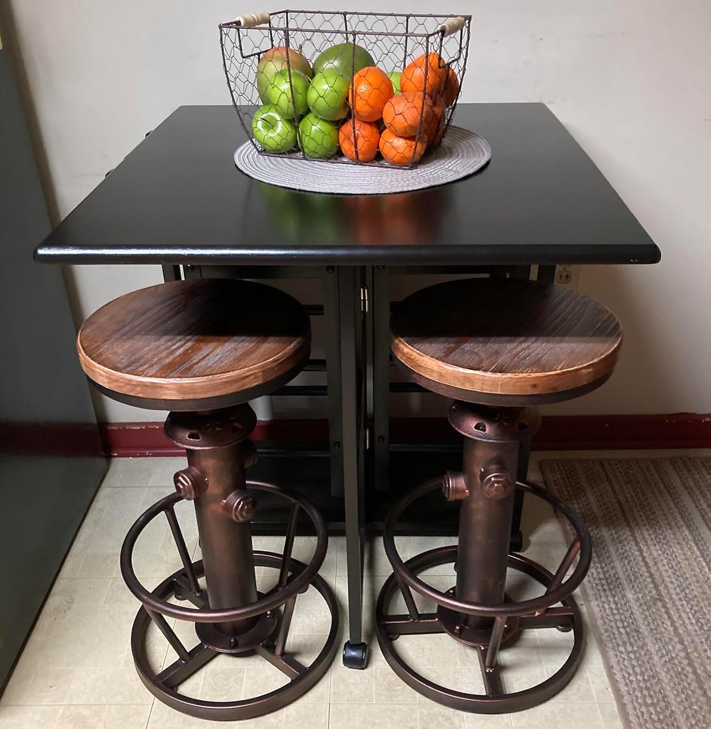 Set of 2 American Antique Steampunk Kitchen Decor Vintage Industrial Bar Stool Retro Stylish Fire Hydrant Design Adjustable Swivel Coffee Pub Counter Stools for Bar, Island,Antique Copper