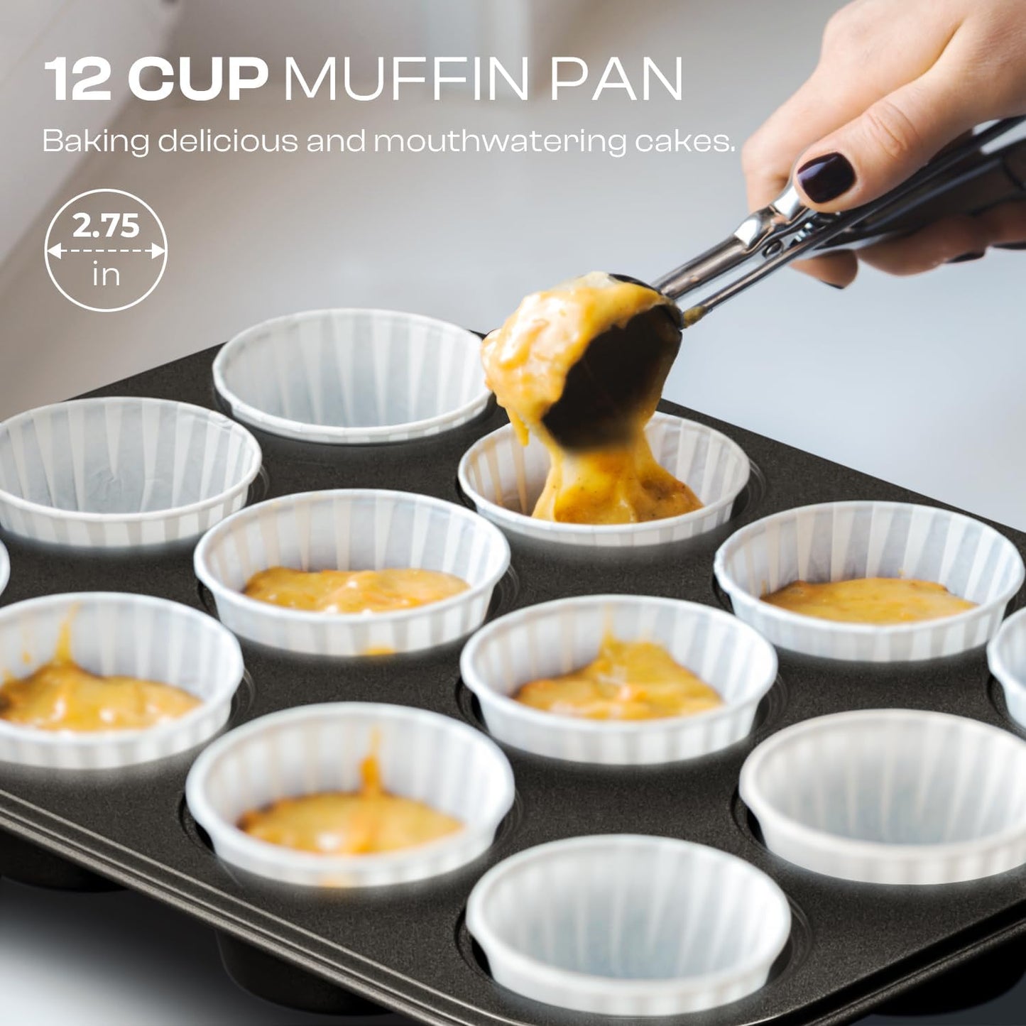 Nonstick Baking Pans Set, 8-Piece Stackable Bakeware Sets, Non-Toxic Oven Pan Set, Includes Baking Sheet, Cake Pan, Muffin Pan, Loaf Pan, Square Pan, Cookie Sheet & Roasting Pan, Black