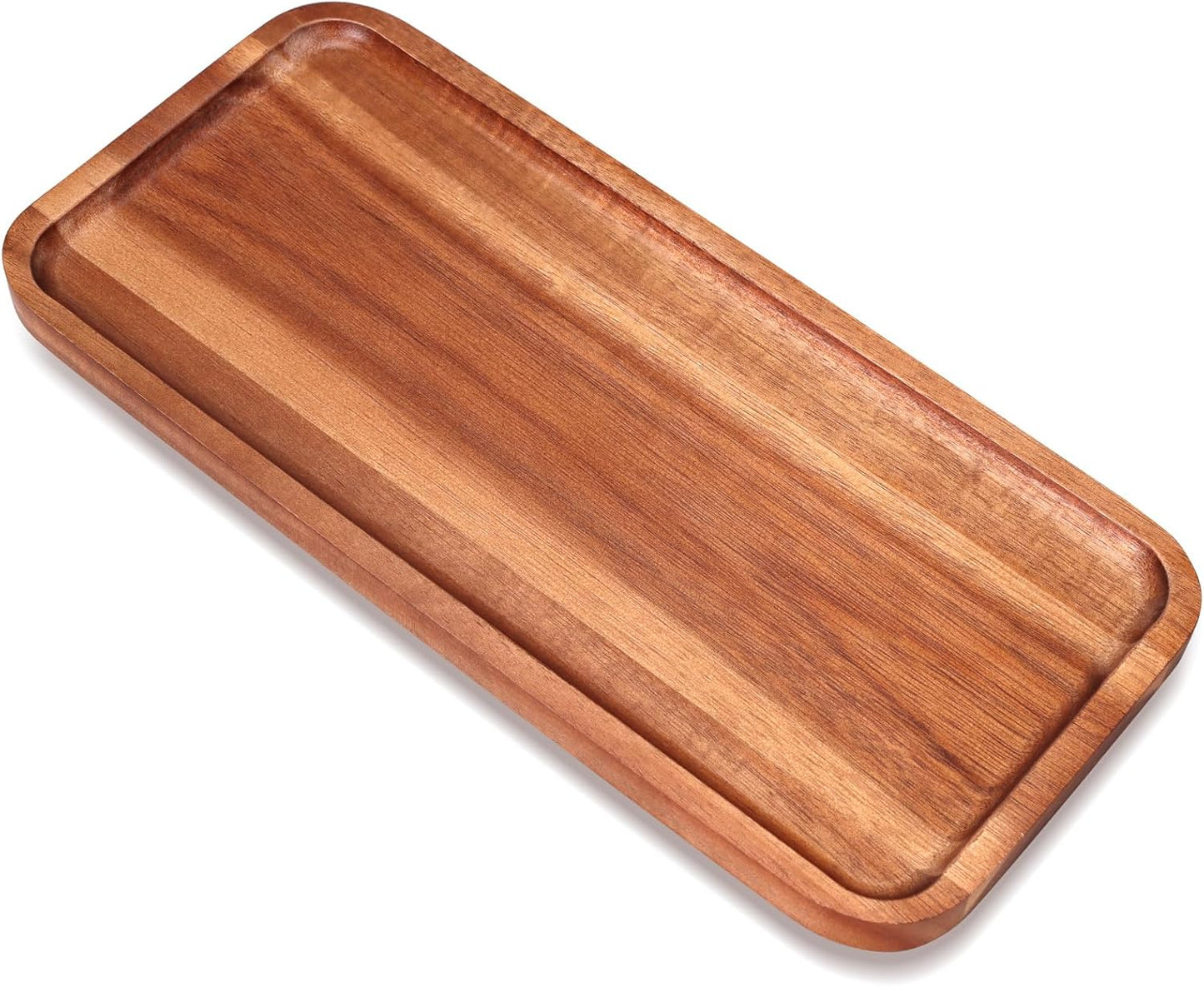 Acacia Wood Platter Small 12"X5.5" Charcuterie Boards Long Rectangle Decorative Trays Home Decor Cheese Board Wooden Serving Platters for Cookie, Snack, Dessert, Food Dish Cake Appetizer Plates