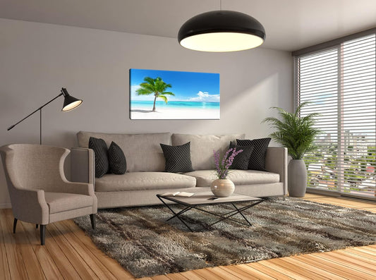 YYYYHPP YP0850 Canvas Wall Art Palm On The Beach Nature Picture Painting Beach Seascape Wall Art Prints For Bathroom Living Room Bedroom Kitchen Home and Office Wall Decor