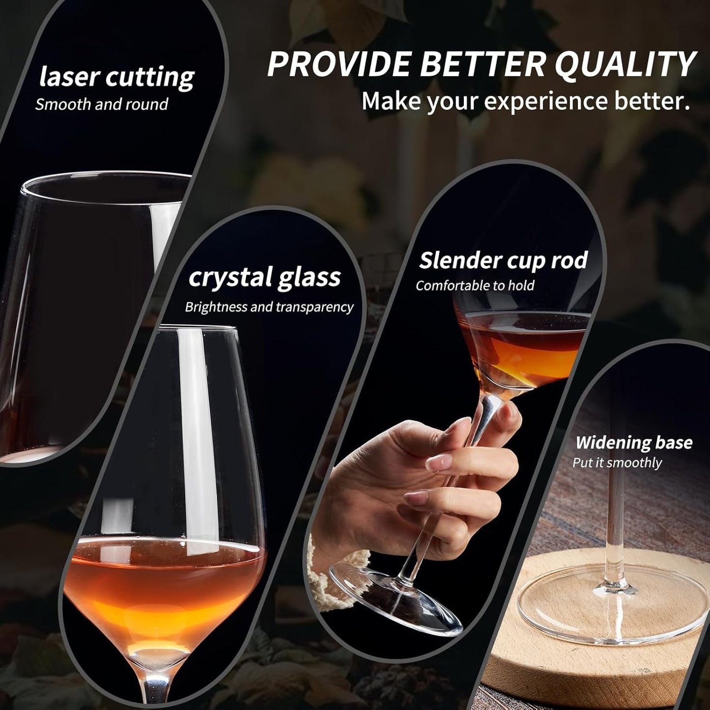 ACHEER Long Stem Crystal Bordeaux Red Wine Glasses Set of 2,Large 20 Oz, Hand Blown,Lead-Free, Clear, Crystal Wine Glass, Gift Box,-Perfect present for any Occasion,Gift for Men,Women