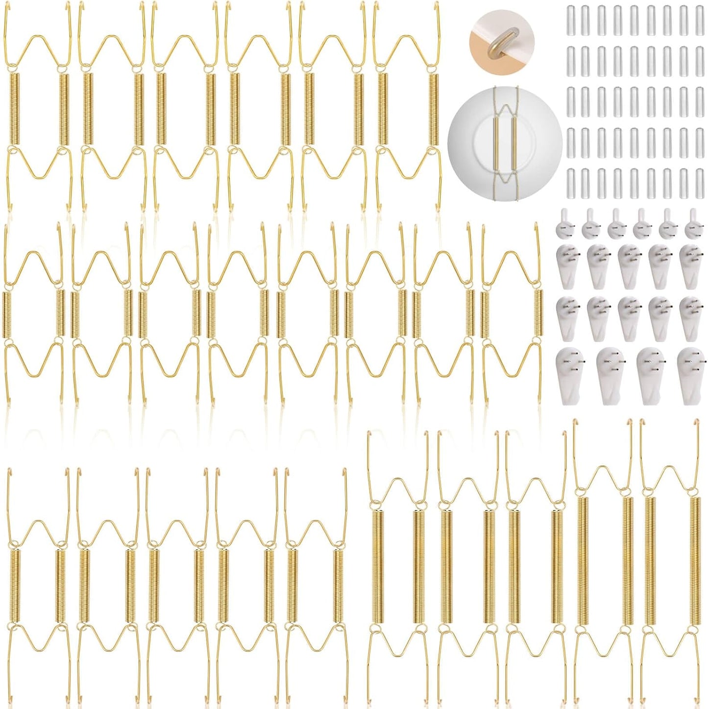 24 pcs Plate Hangers for The Wall, 4/6/8/10/12 Inch Invisible Decorative Wall Plate Hangers, Stainless Steel Plates Walls Hanger for Display Various Sizes with Hooks for Decorative