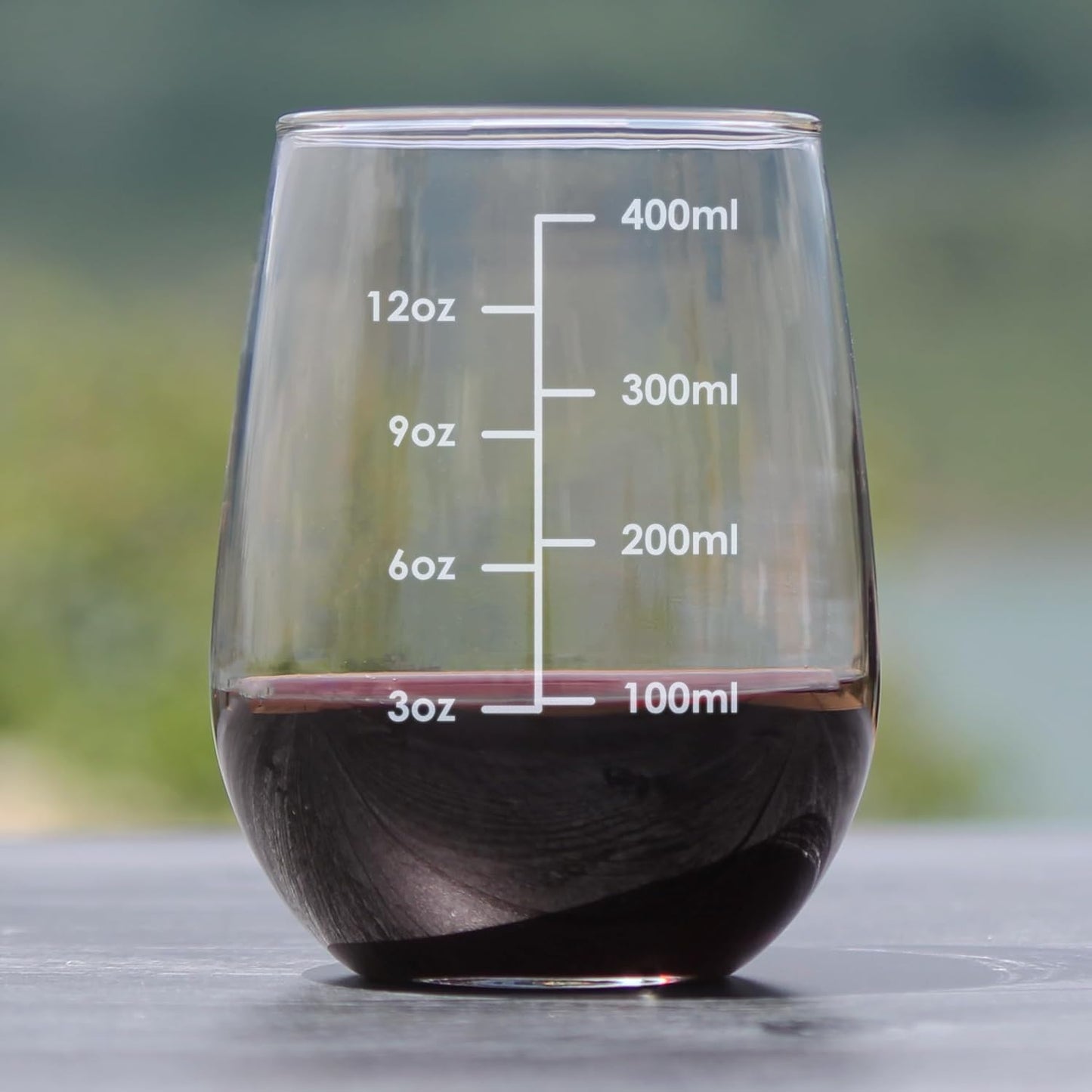 Bevvee Wine Measuring Cup - Stemless Wine Glass - Engraved Measurement Lines for Portion Control - Ounces and Metric - Large 17 Ounce