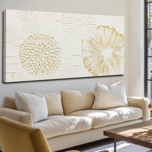 VAYIMDH White Wall Artwork Floral Wall Painting Modern Wall Art 24"x48" Large Pictures for Living Room Kitchen Wall Poster Canvas