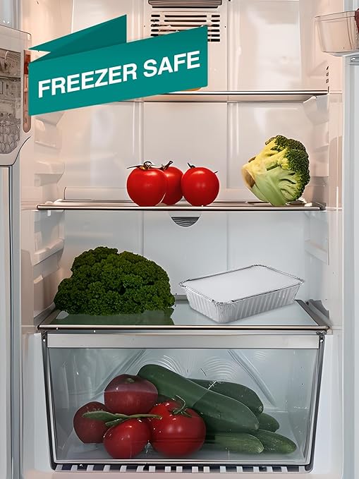 50 Pack 8x6 Disposable Aluminum Pans with Lids Aluminum-Foil-Pans-Tin-Foil-Baking-Pans-Tin-Trays-Food-To-Go-Containers-for-Meal-Prep-Cooking-Roasting-Heating-Takeout