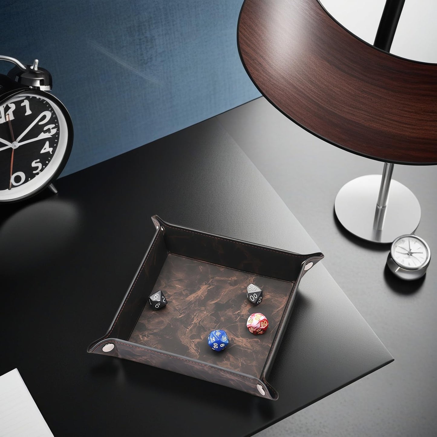 siduater Valet Tray Desktop Storage Organizer – Vegan Leather Catchall Bedside Vanity Tray Nightstand Caddy Holder for Remote Controller, Watch, Keys, Phone, Wallet, Coin, Jewelry, Marble Brown