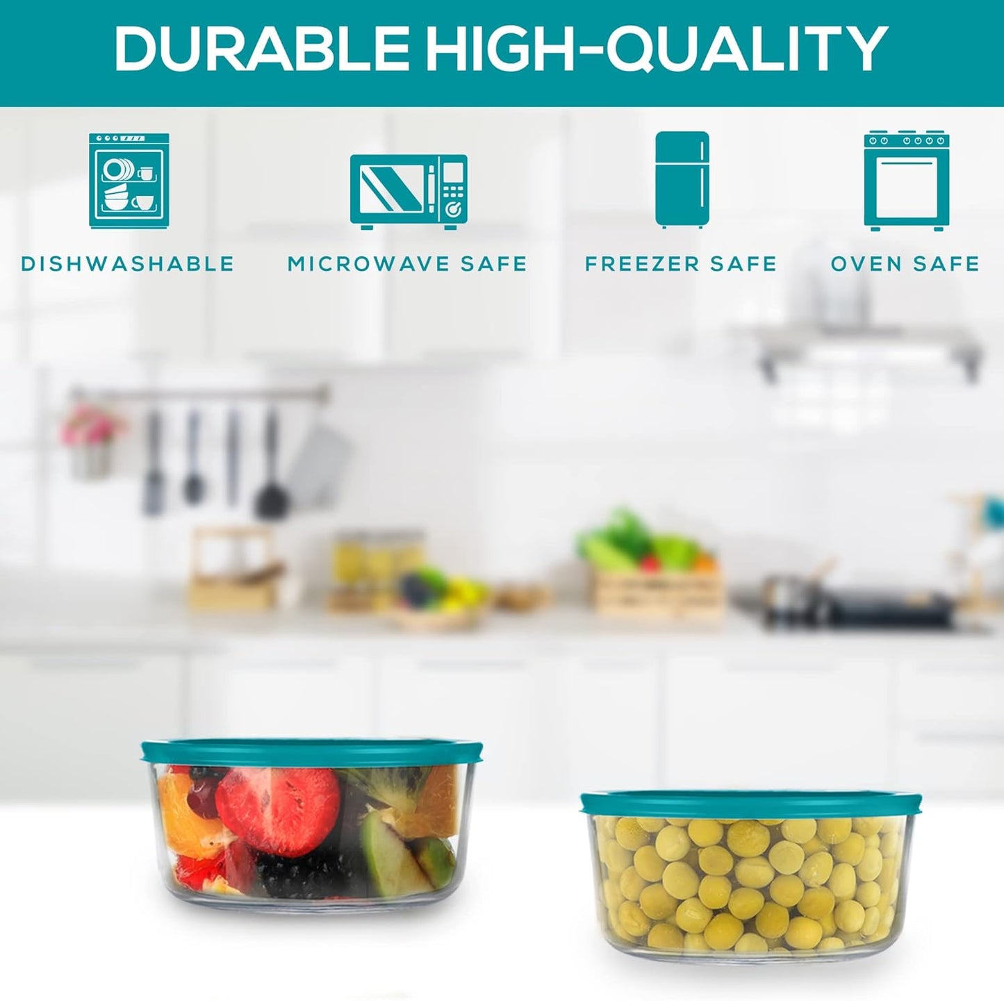 Glass Food Storage containers Bowls with BPA Free Airtight Lids for Meal Prep Leftovers Baking Lunch Boxes Dish (1 Cup - 4 Pack)