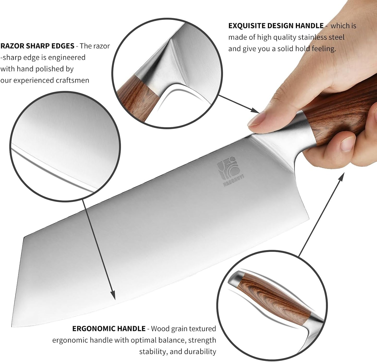 3-Piece Professional Chef Knife Set - Ultra-Sharp Kitchen Knives with Ergonomic Steel Handle, Ideal for Home, Outdoor, Camping, BBQ, and Gifts for Men