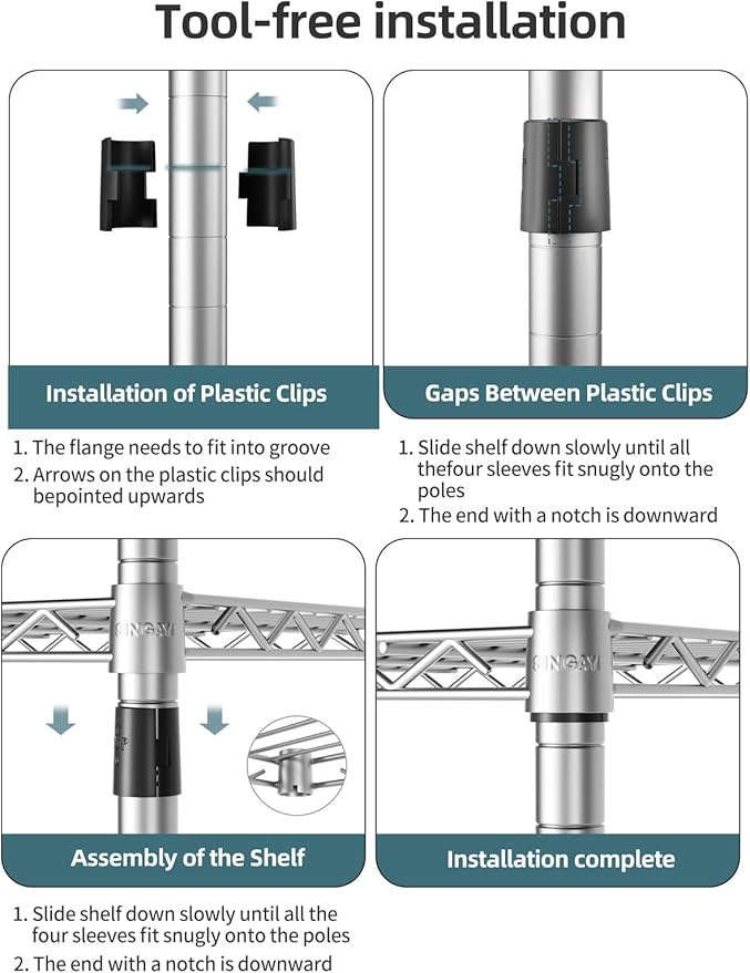 SINGAYE 5 Tier Storage Garage Shelving Units Heavy Duty Wire Shelves Pantry Metal for Pantry Closet Kitchen Laundry Bathroom Organizers Shelf Home Shorage Gray