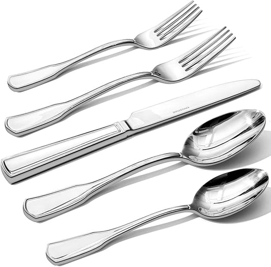 KINGSTONE 20-Piece Silverware Set, 18/10 Stainless Steel Flatware Set for 4, Tableware Cutlery Set, Utensil Sets for Home Restaurant, Mirror Finish, Dishwasher Safe