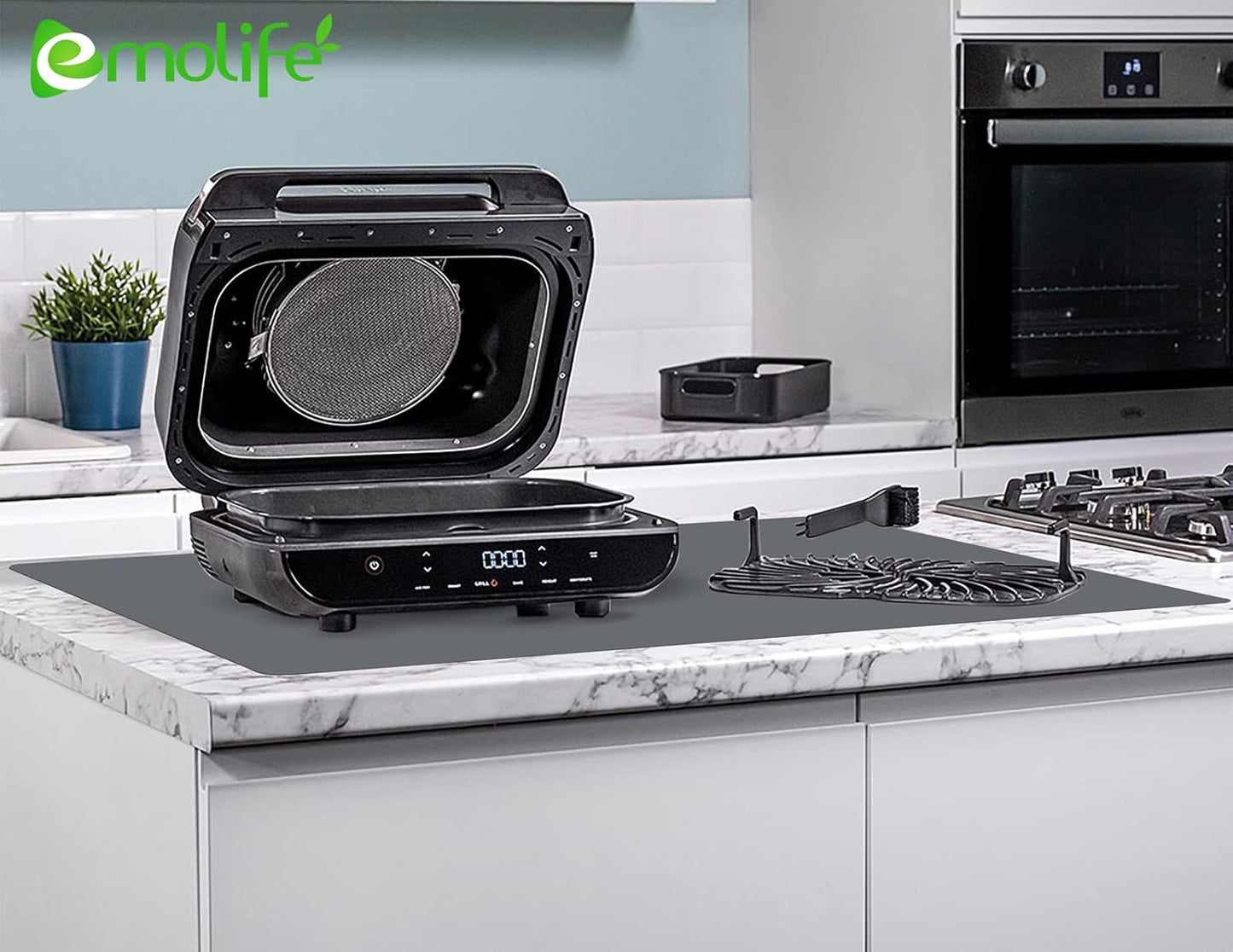 emolife Silicone Mats for Kitchen Counter, Thick 2mm, Countertop Protector, Heat Resistant Mat, Non-Slip (Dark Grey)