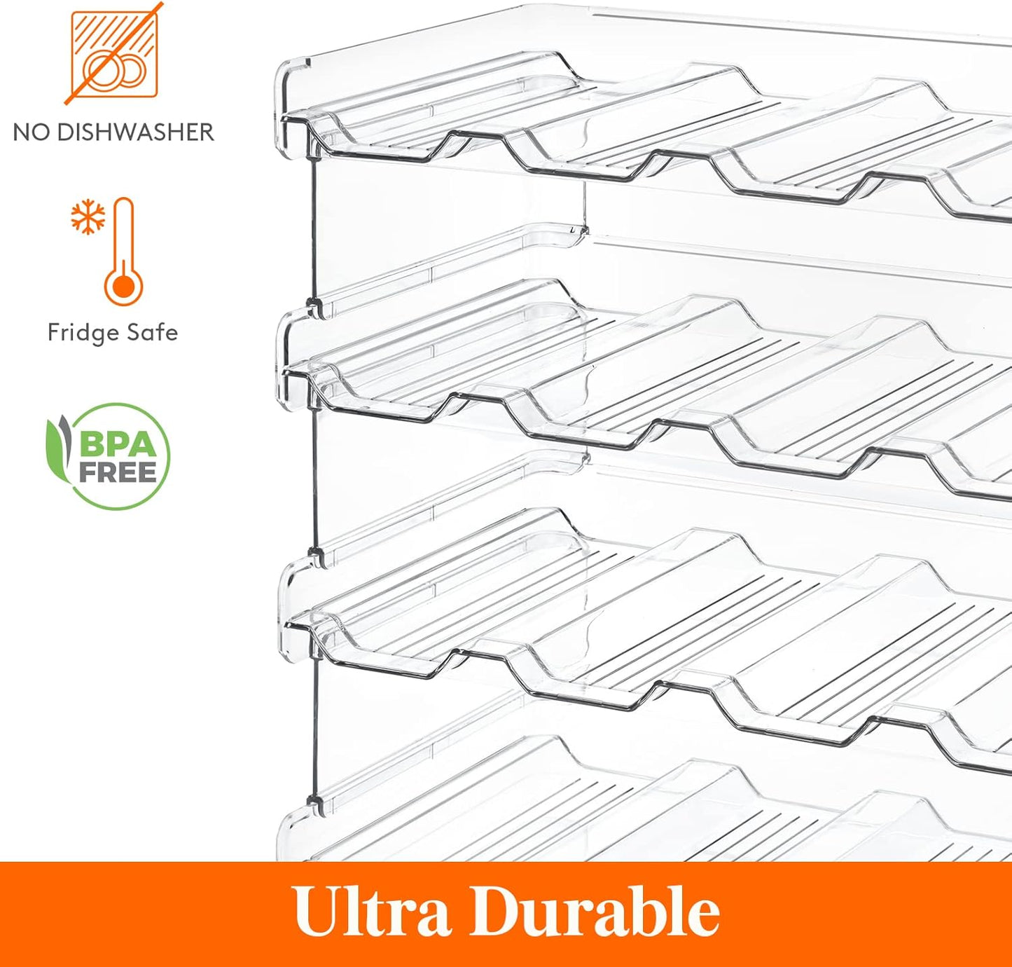 Lifewit Stackable Water Bottle Organizer for Cabinet, Plastic Bottle Holder Fits Bottles & Tumblers up to 3.8" Diameter, Pantry, Countertop & Fridge, 4 Tier Holds 16 Bottles