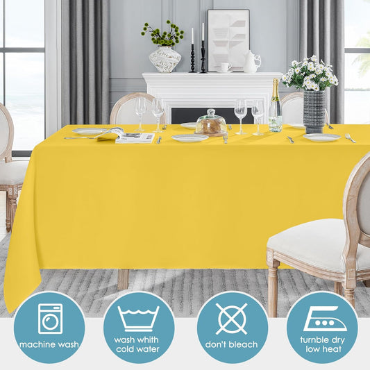 VidaFete Tablecloth 10 Pack 90 * 132inch Rectangle Table Cloth Polyester, Stain Wrinkle Resistant Polyester Dining Table Cover for Kitchen Dinning Party Wedding Rectangular Buffet Decoration(Yellow)