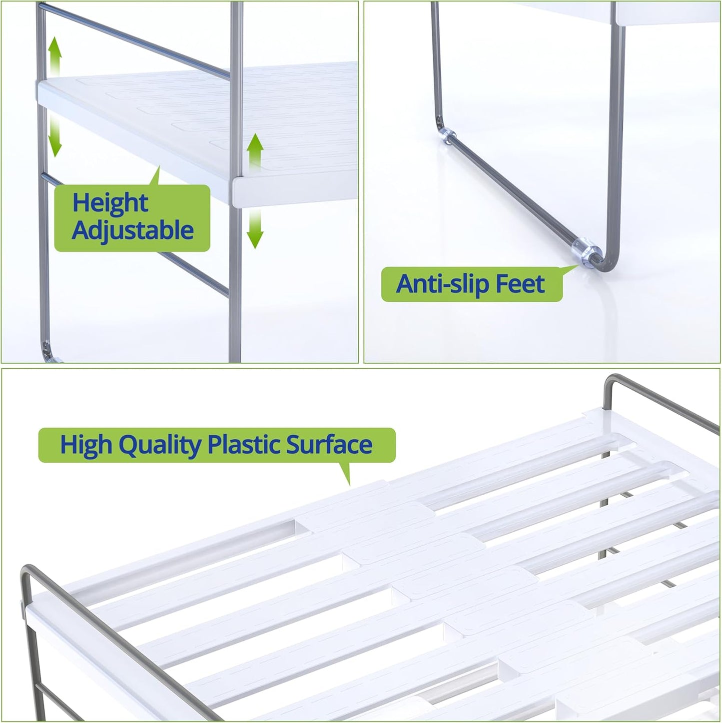 YAN & HIN 3-Tier Pantry Cabinet Organizers and Storage Adjustable Height and Expandable Kitchen Plastic Wrap Organizer Sturdy Aluminum Foil Countertop For Cupboard Multi-Purpose Use