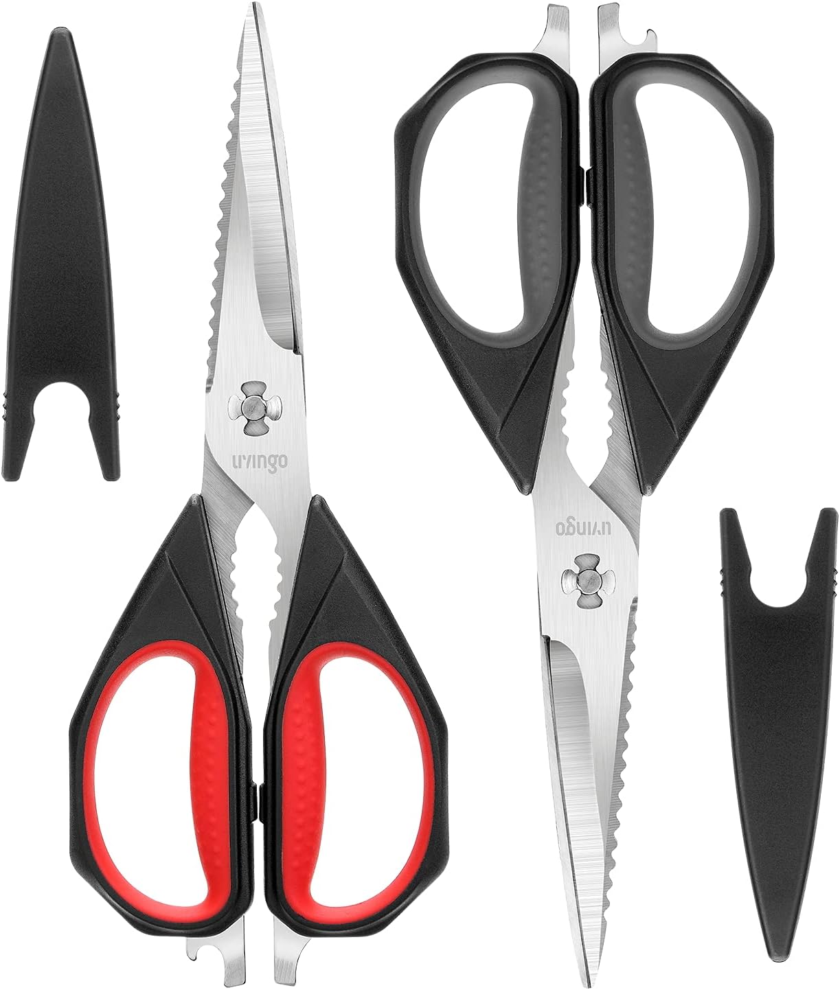 LIVINGO Kitchen Scissors, 2 Pack 9.25" Utility All Purpose Poultry Shears Heavy Duty Dishwasher Safe, Come Apart Sharp Stainless Steel Cooking Food Scissors for Cutting Meat, Chicken, Vegetable, Fish