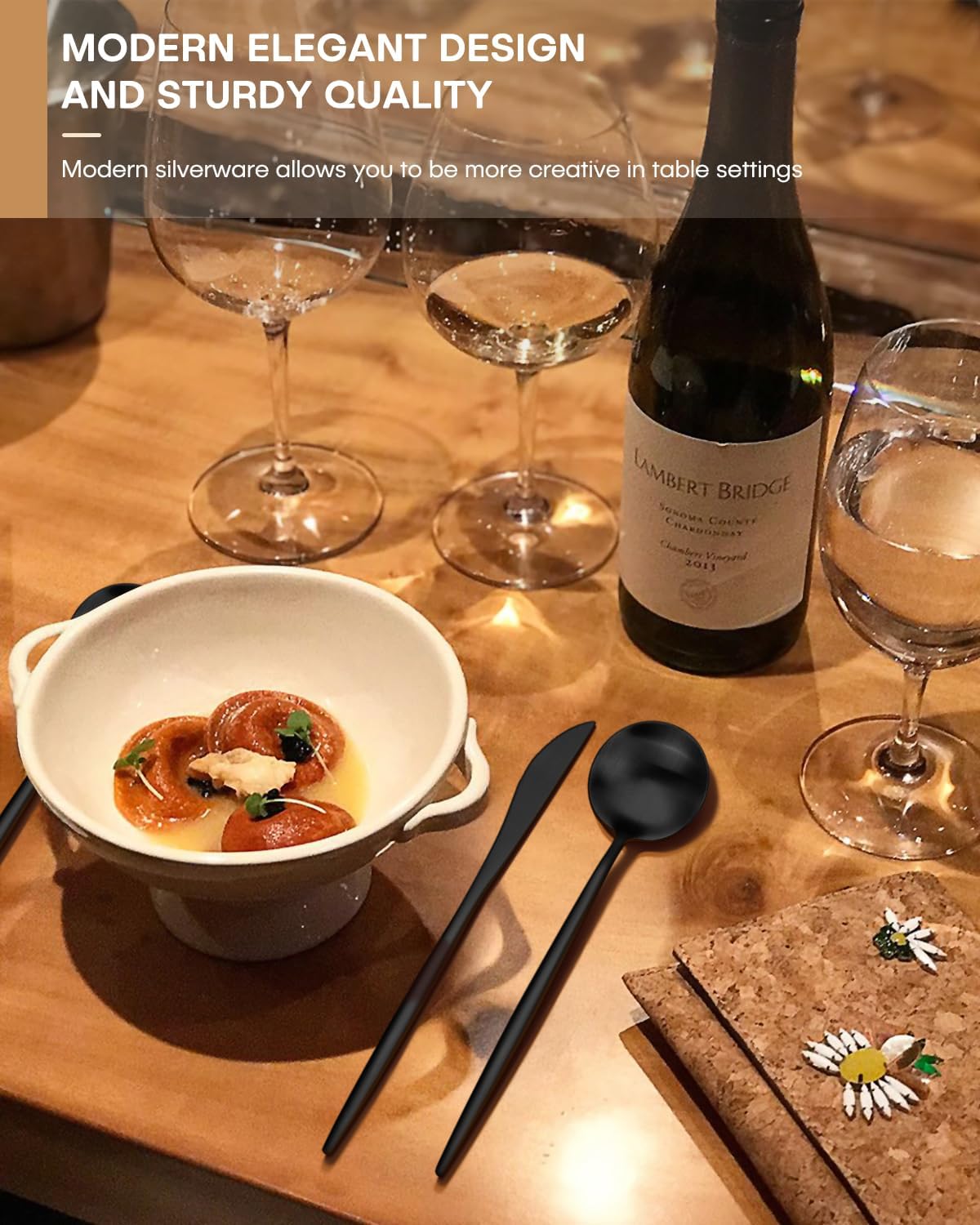 Black Silverware Set,Ollex 20 Pieces Flatware Set for 4,Stainless Tableware Cutlery Set with Knives Forks and Spoons Utensil set for Home Kitchen Restaurant Hotel,Satin Finish&Dishwasher Safe