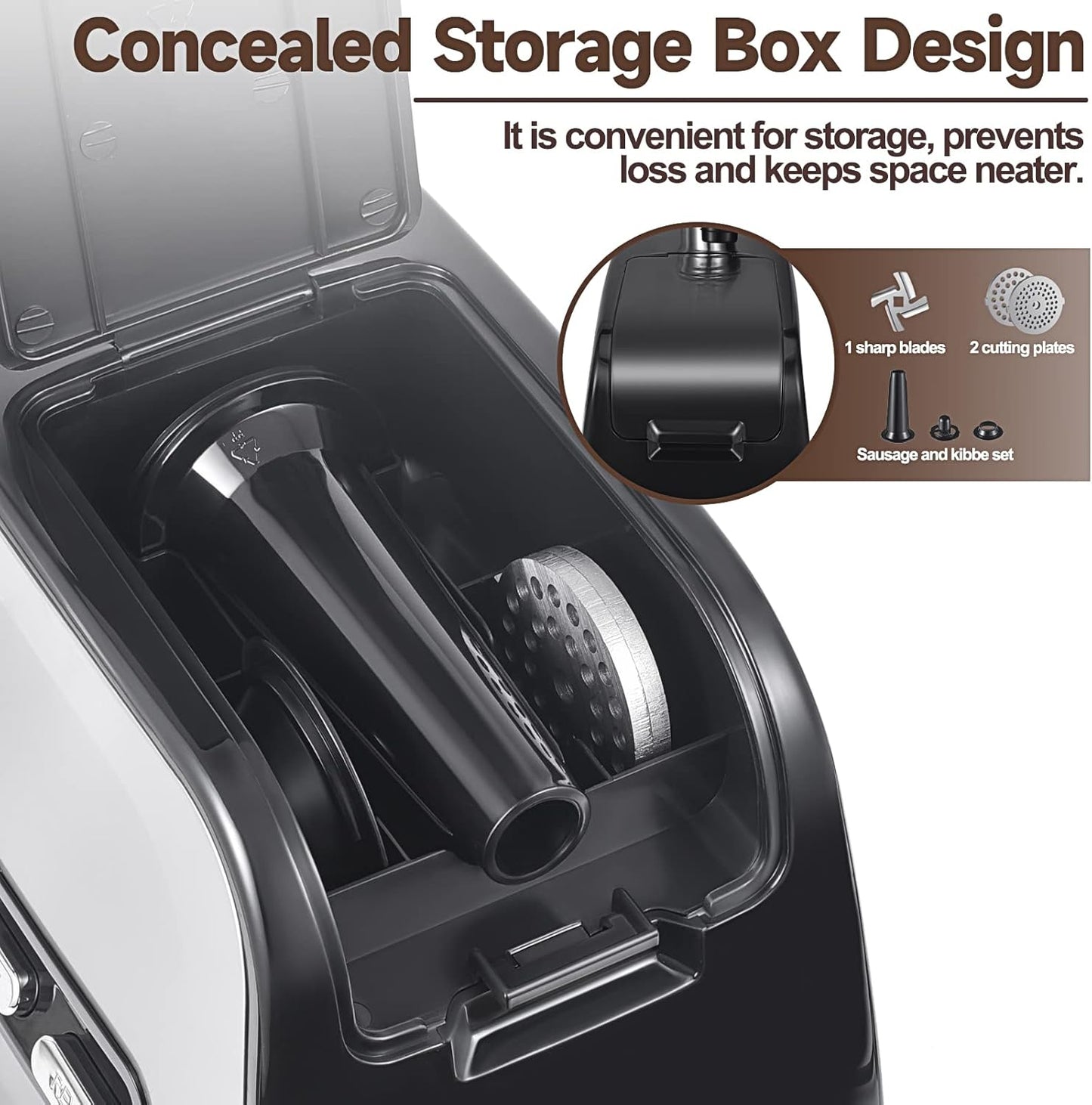 Meat Grinder, Sausage Stuffer, [2800W Max] Electric Meat Mincer with Stainless Steel Blades & 3 Grinding Plates,Sausage Maker & Kubbe Kit for Home Kitchen & Commercial Using