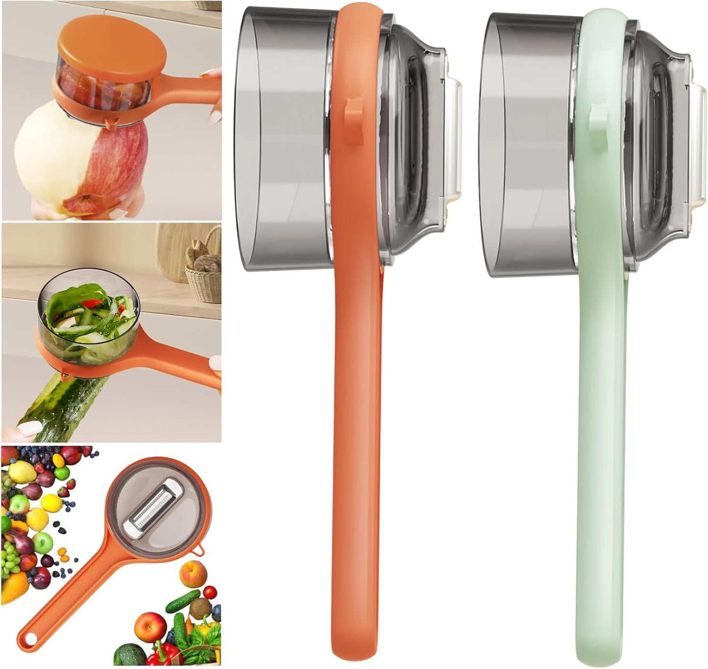Peeling Knife With Storage Box, Fruit And Vegetable Peeler With Container, Double-Sided Stainless Steel Multi-Function Peeler For Home Kitchen (C-2pcs Mix)