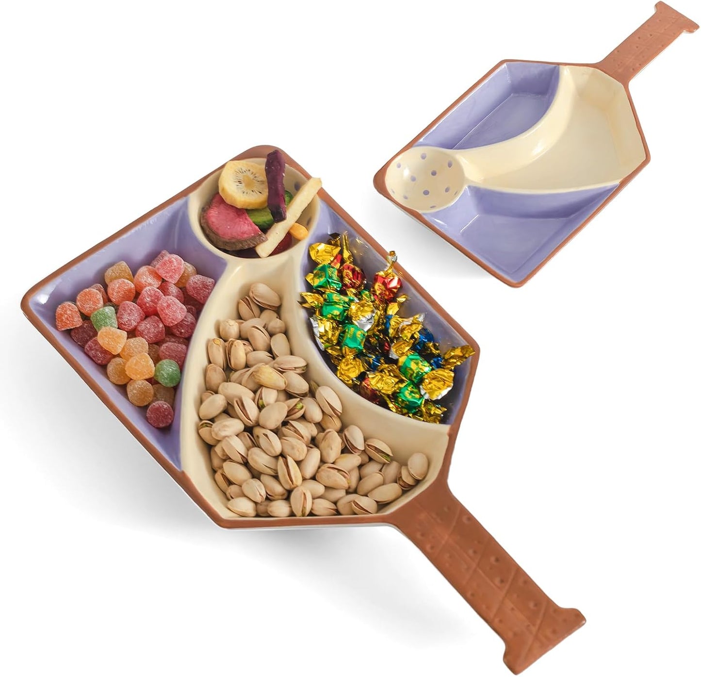 Pickleball Party Platter - Fun Paddle-Shaped Ceramic Tray with Snack Sections - Perfect Serving Dish for Pickleball Lovers display trays (Purple)