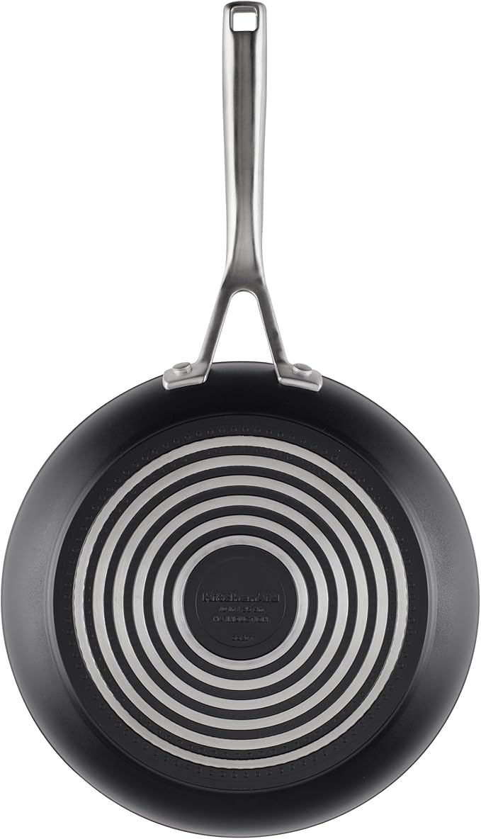 KitchenAid Hard Anodized Induction Nonstick Frying Pan Set With Tempered Lids, 4-Piece - 10 & 12 Inch – Durable, Even Heating, Oven Safe to 500°F, Dishwasher Safe, Easy-Clean