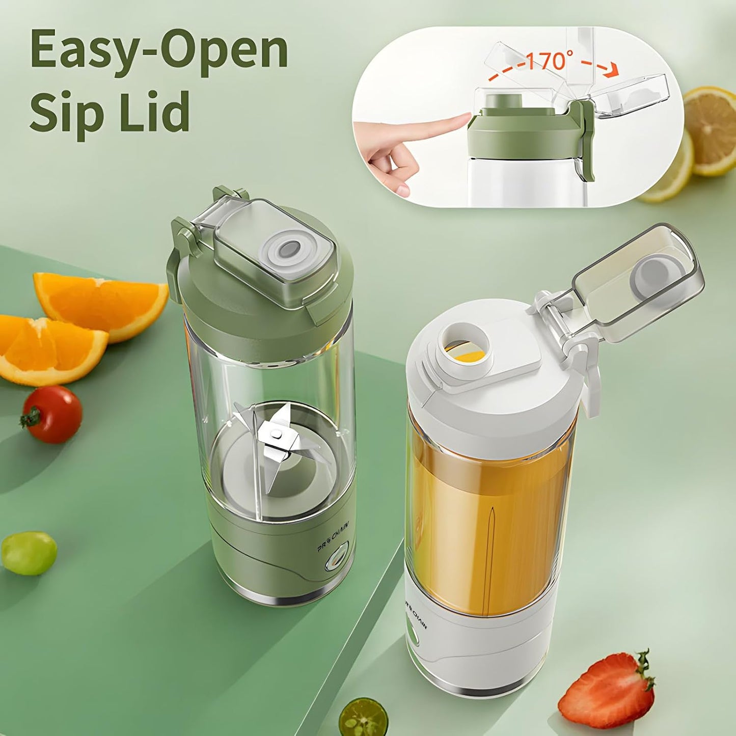 PROCHAIN Portable Blender, 22oz Cordless Personal Blenders, Electric USB Rechargeable Juicer, Smoothies, Ice Crush, Travel, Protein Shakes Cup, BPA-Free, Dishwasher Safe