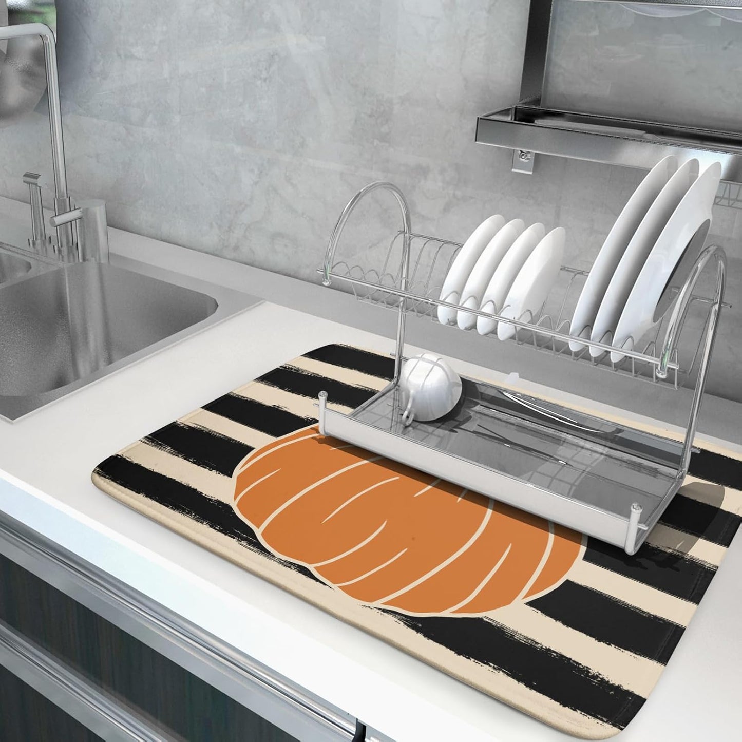 Fall Drying Mats for Kitchen Counter 18×24 Inch Large Microfiber Drying Mat Autumn Pumpkin Thanksgiving Harvest Festival Holiday Kitchen Decor Accessories Dish Rack Mat Drainer Pad Washable Absorbent