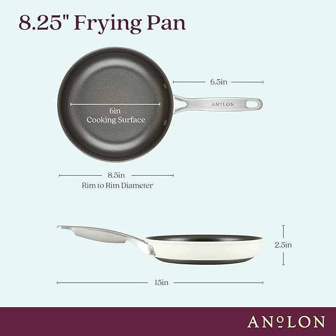 Anolon Achieve Hard Anodized Nonstick Frying Pan/Skillet, 8.25 Inch, Cream