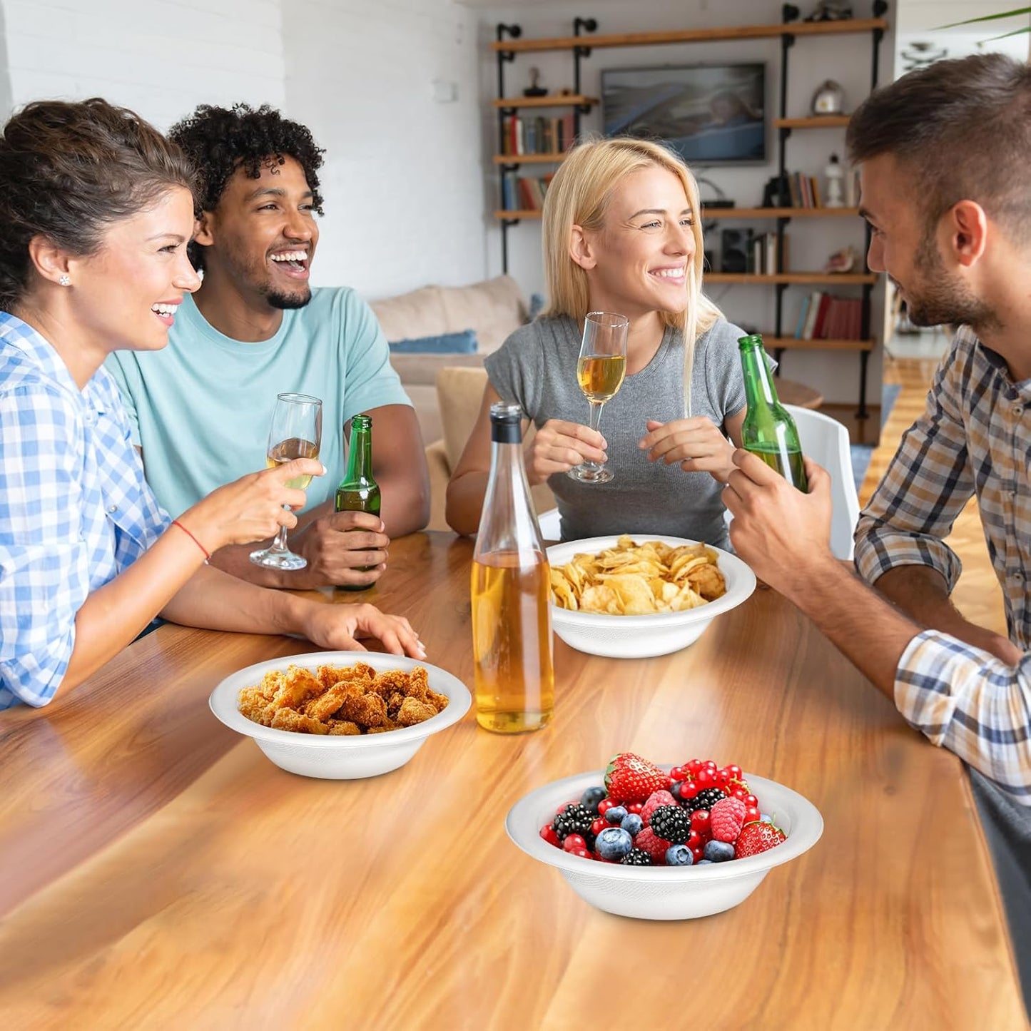 Paper Bowls 12oz, Disposable Bowls Heavy Duty, 1000-Pack 100% Compostable Disposable Soup Bowl, Biodegradable Bagasse Paper Bowls Bulk-White