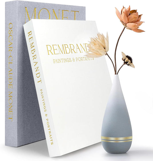 Decorative Books for Home Decor- 2Pcs Linen Decorative Boxes for Aesthetic Room Decoration, Modern Fake Book Storage Boxes for Coffee Table, Bookshelf or Mantle Decor, Light Gray