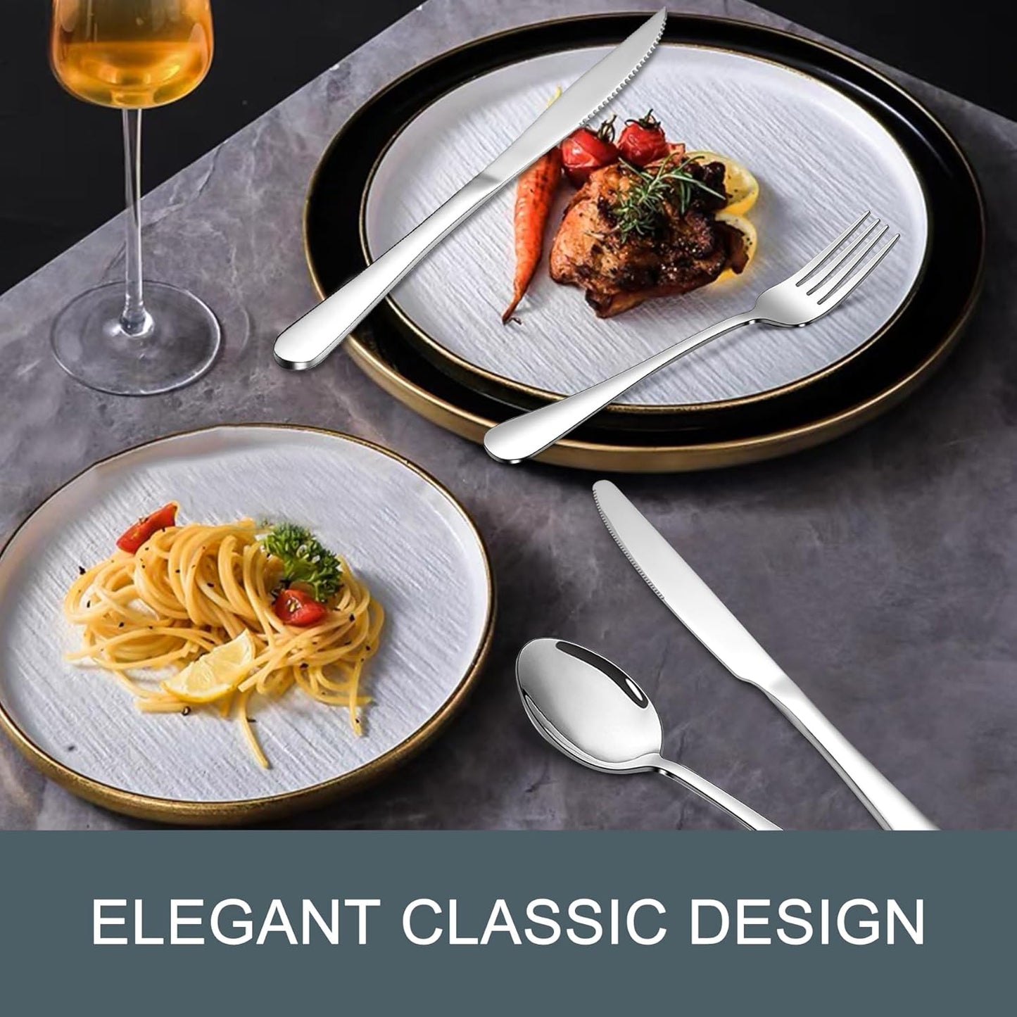 Stainless Steel Silverware Set for 4, 20-Piece Flatware Set with Forks Spoons Knives, Mirror Polished, Dishwasher Safe