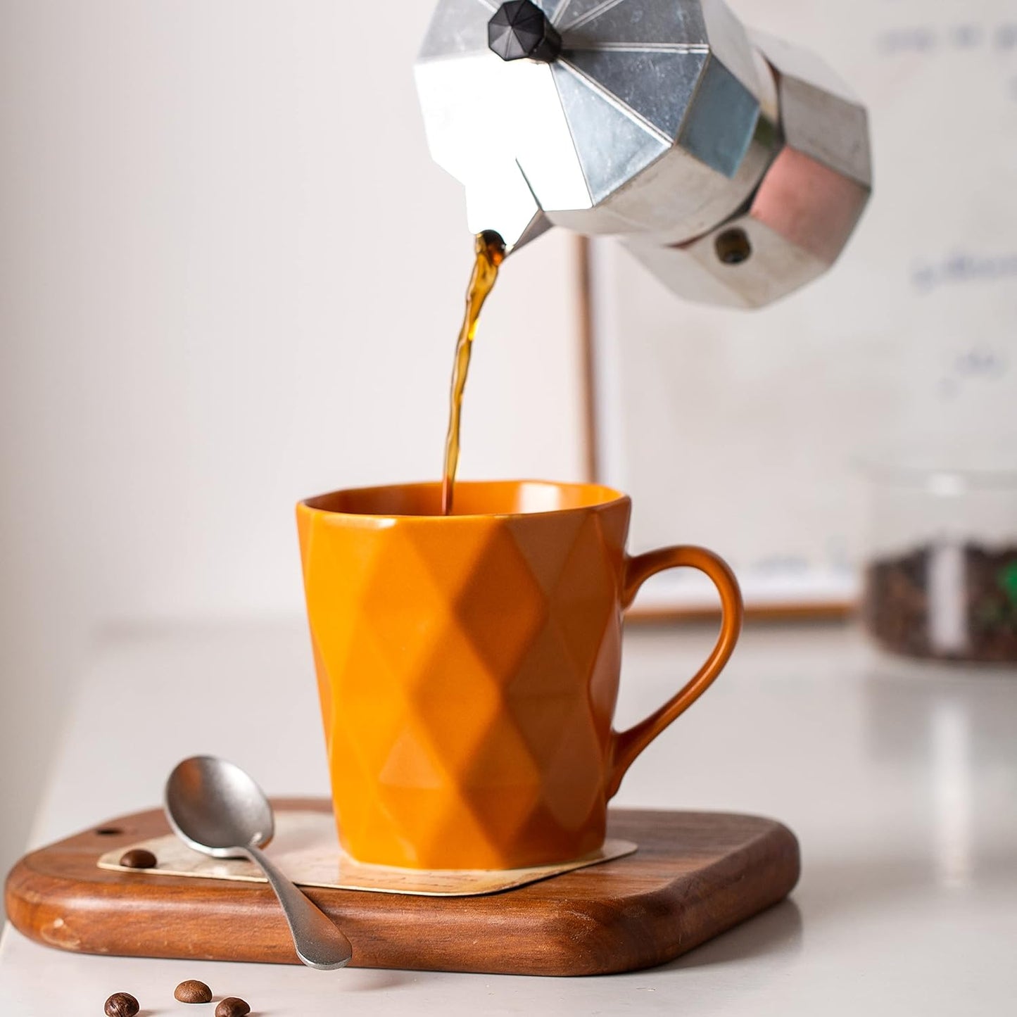 11 Ounce Porcelain Mugs, Set of 6, Tea and Cocoa Mug Set, Orange, Matte