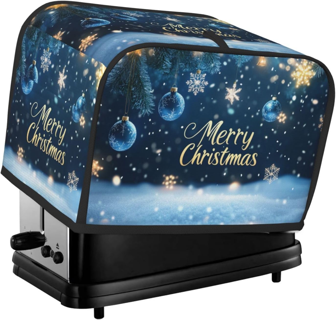 Toaster Cover 2 Slice Winter Snowflake Christmas Blue Ball Kitchen Small Appliance Covers with Pockets Dust and Fingerprint Protection