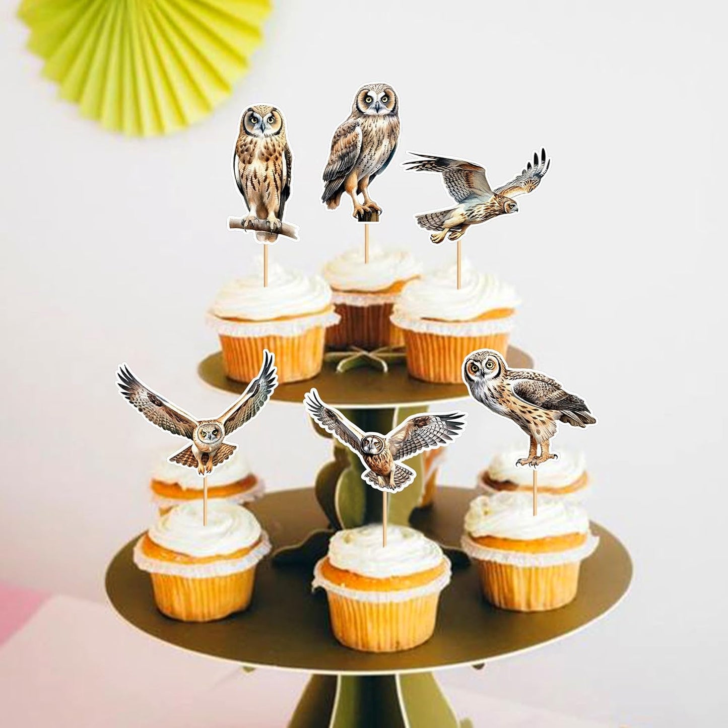 24 Pcs Owl Cupcake Toppers - Owl Theme Birthday Party Decorations