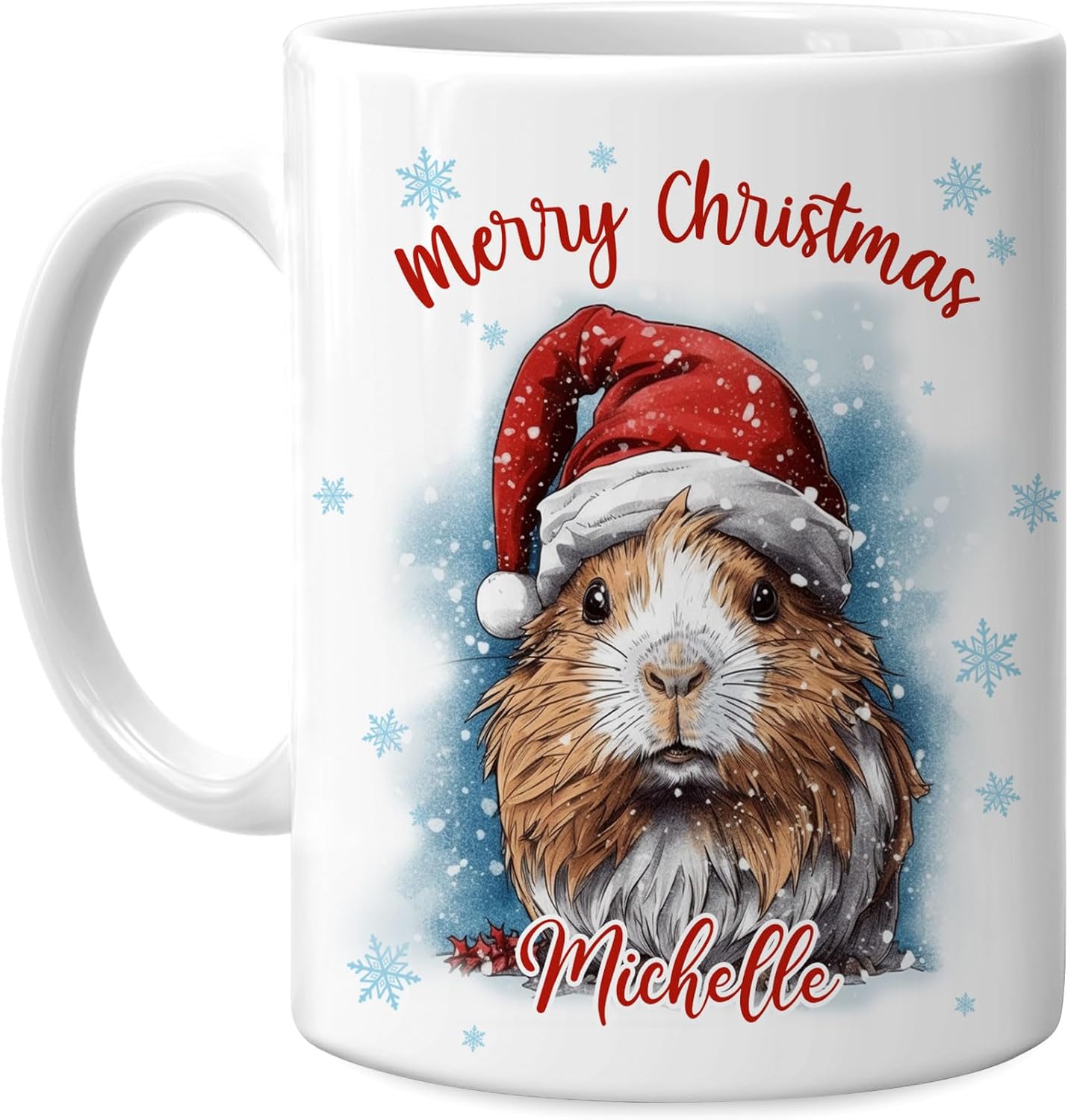 Hyturtle Personalized Gifts Guinea Pig Lover - Guinea Pig Wearing Santa Hat Custom Name Ceramic Coffee Mug Cup 11oz - Cute Animal Lovers Gifts For Women, Girl kids Family On Birthday, Christmas