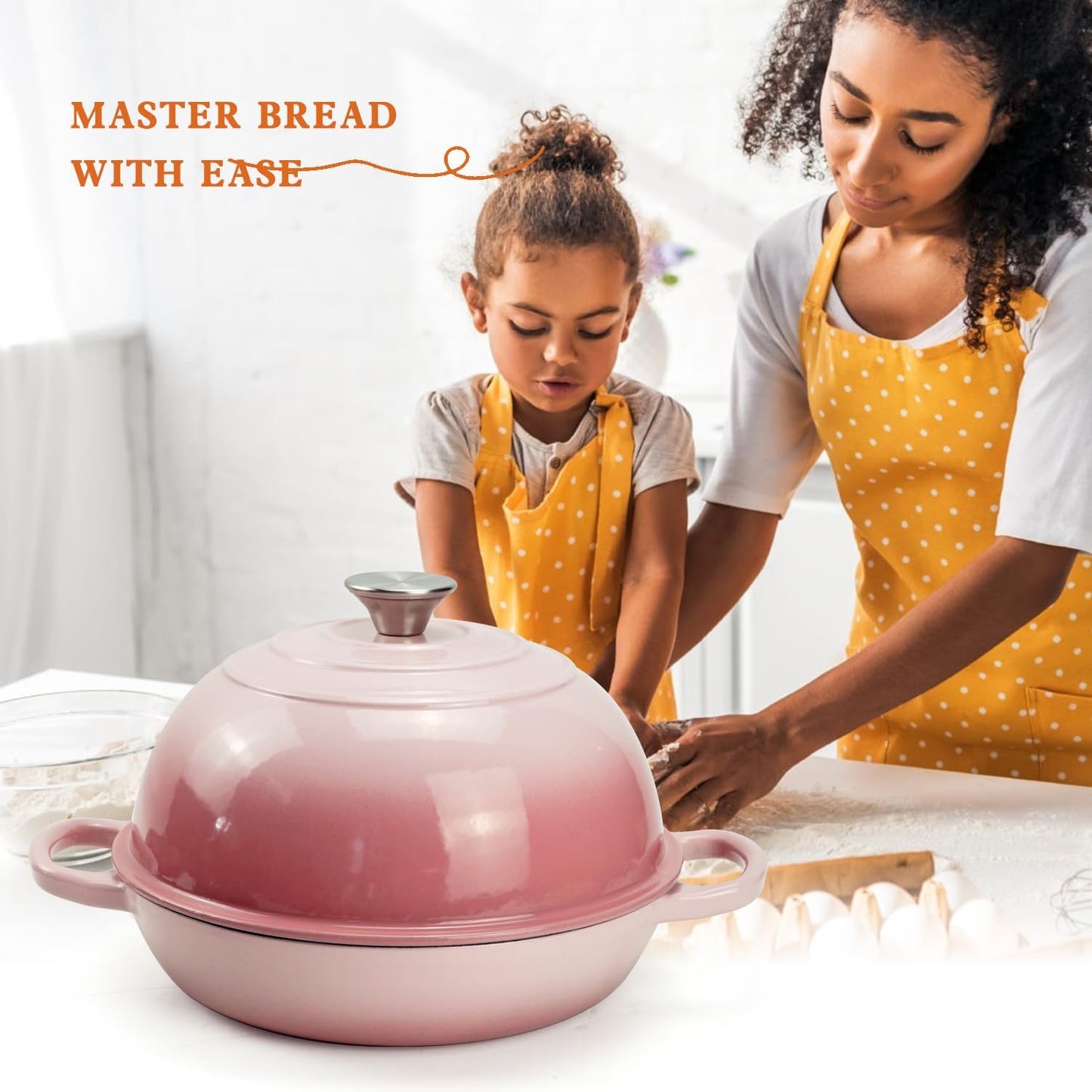 DVK Dutch Oven Pot with Lid for Sourdough Bread Baking Enameled 6 Qt Cast Iron Dutch Oven for Resistant Stovetop and Oven Safe