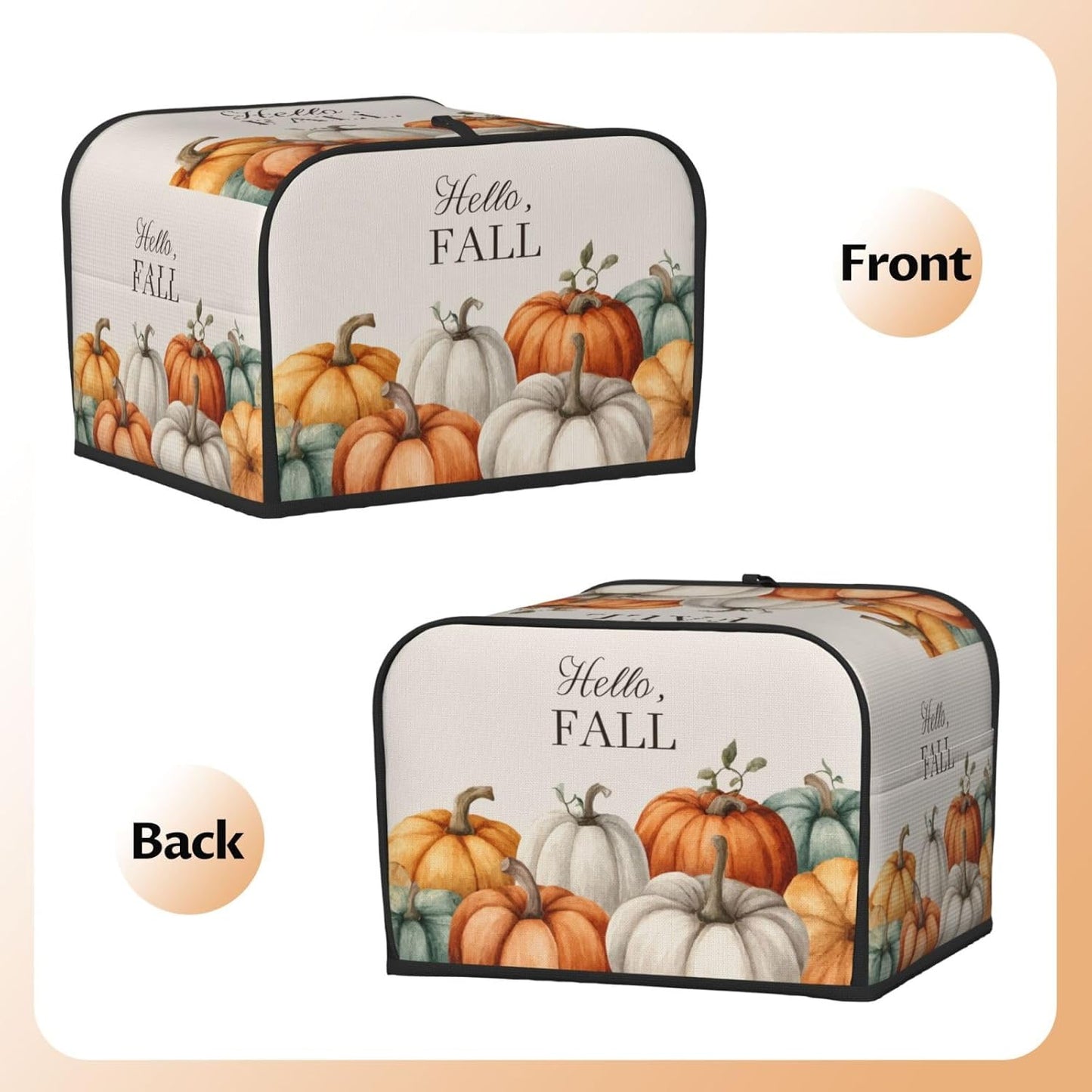 Toaster Cover 4 Slice Pumpkin Fall Autumn Thanksgiving Kitchen Small Appliance Covers with Pockets Dust and Fingerprint Protection