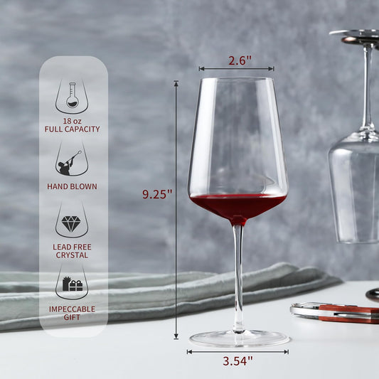 Wine Glasses Set of 2, Hand Blown Wine Glass 18 OZ, Premium Crystal White/Red Wine Glasses for Christmas, Wedding