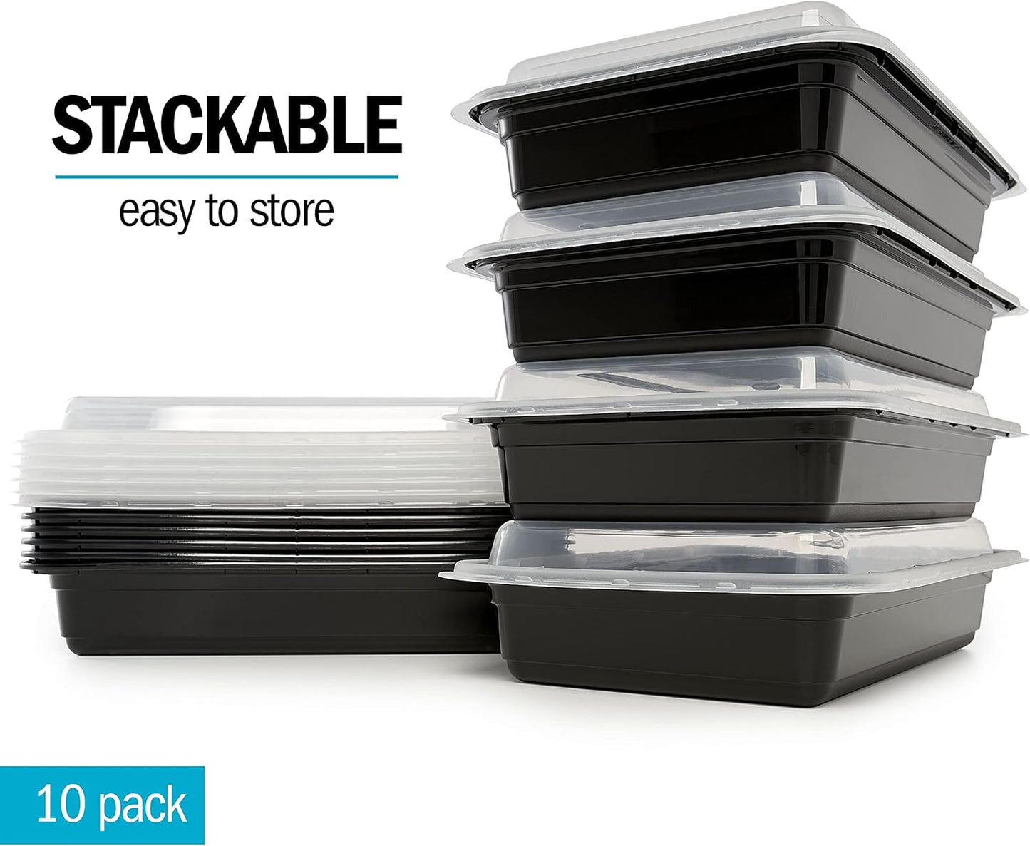 Igluu Meal Prep Containers [10 pack] 1 Compartment with Airtight Lids - Plastic Food Storage Bento Box - BPA Free - Reusable Lunch Boxes - Microwavable, Freezer and Dishwasher Safe (28 oz)