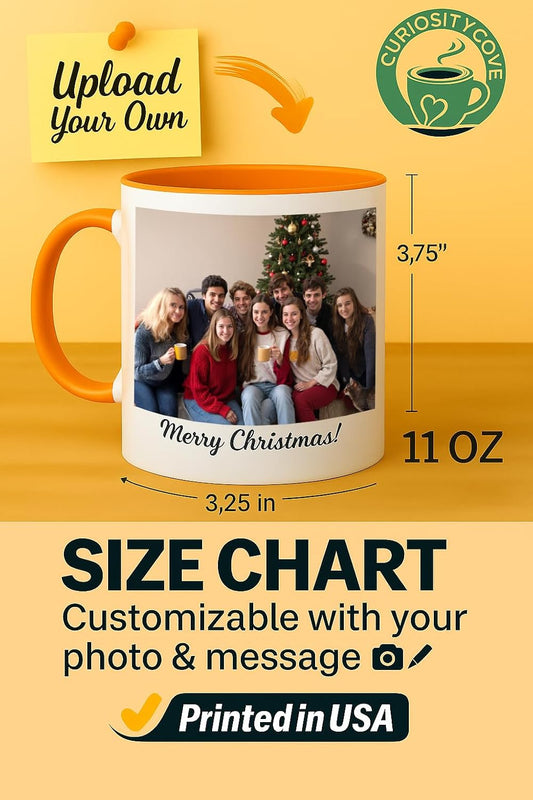 Personalized Coffee Mug | Custom Photo, Text, or Logo Cup (11oz, Orange Rim, Inner, and Handle) |Dishwasher & Microwave Safe |Unique Gift for Men & Women –Taza Personalizada