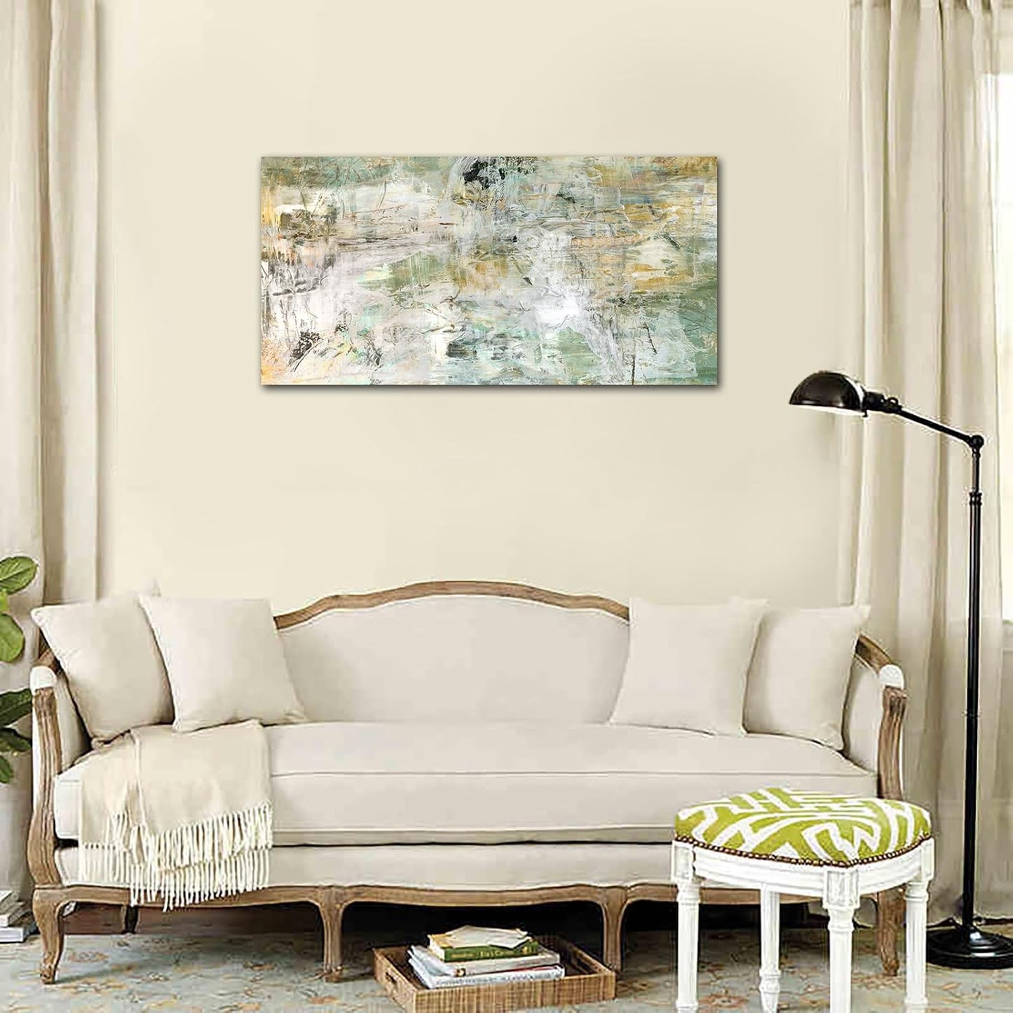 NINEASO Brown Green Abstract Wall Art - Unearthed World Abstract Canvas Pictures for Wall Decor Modern Abstract Canvas Painting Artwork for Living Room Bedroom Home Office Wall Decorations 20" x 40"