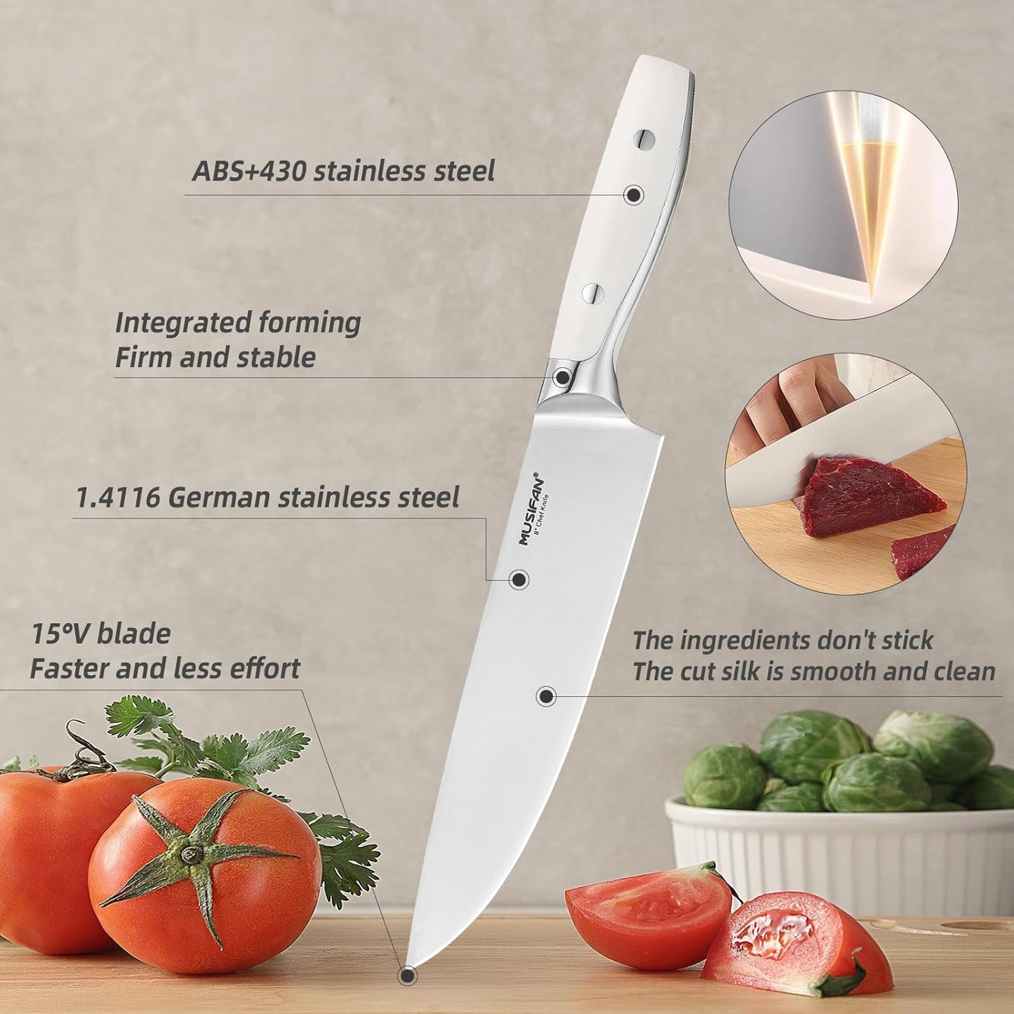 5-Piece Chef Knife Set, Professional Ultra Sharp Kitchen Knives For Cooking High Carbon Stainless Steel, With Ergonomic Handle Design (five)